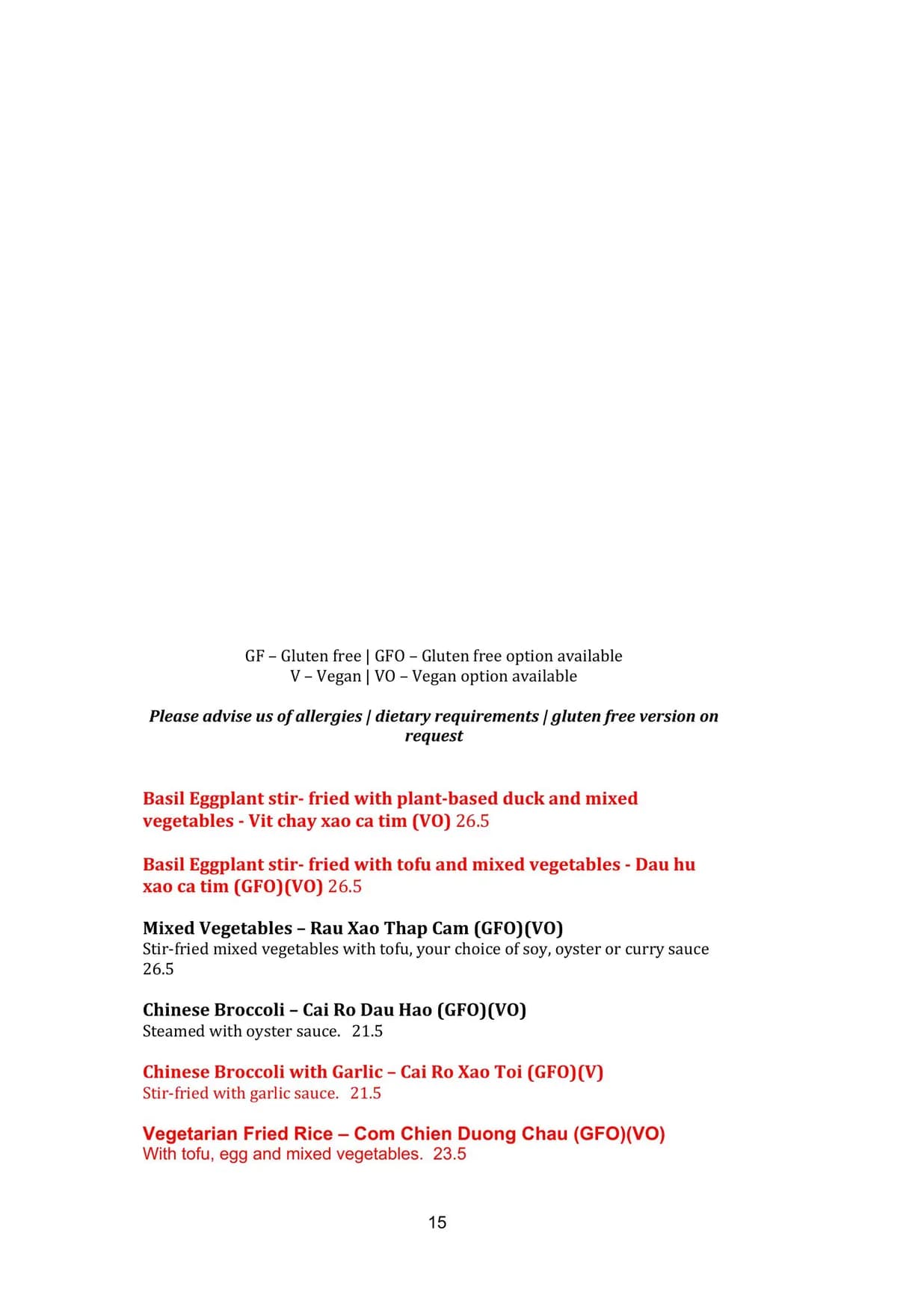 Bay Tinh menu, page 19