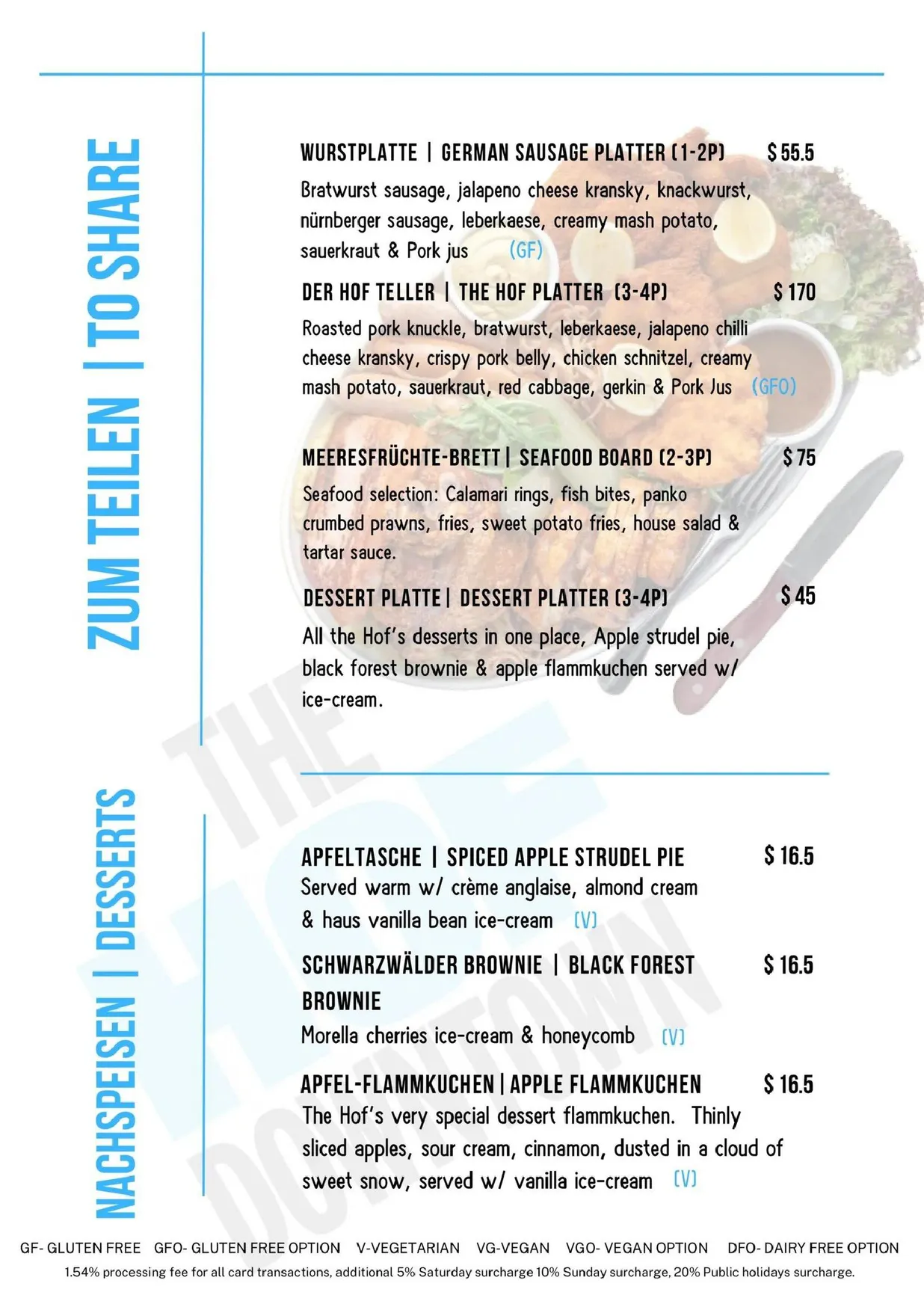 The Hof Downtown menu, page 3