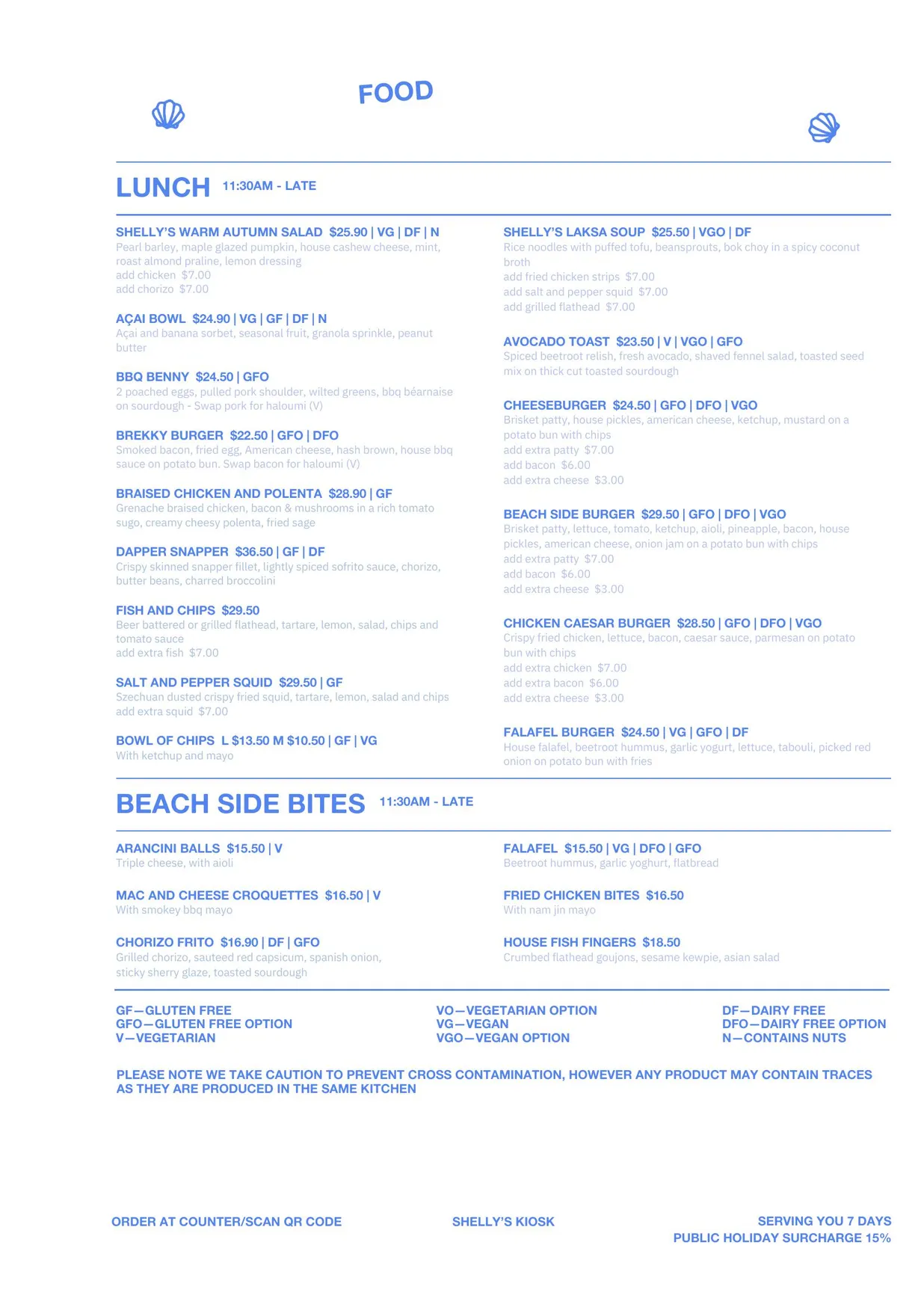 Shelly's menu, page 2