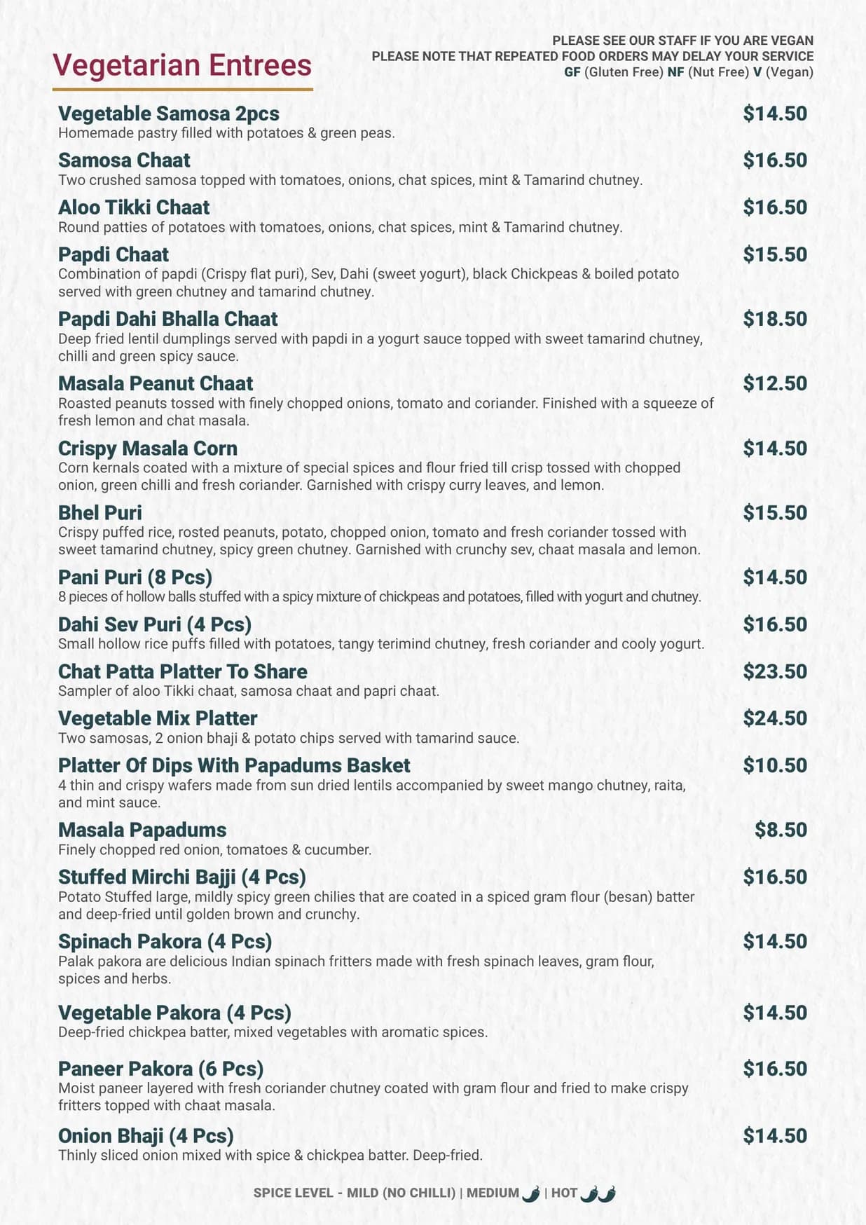 Punjabi Palace menu, page 2