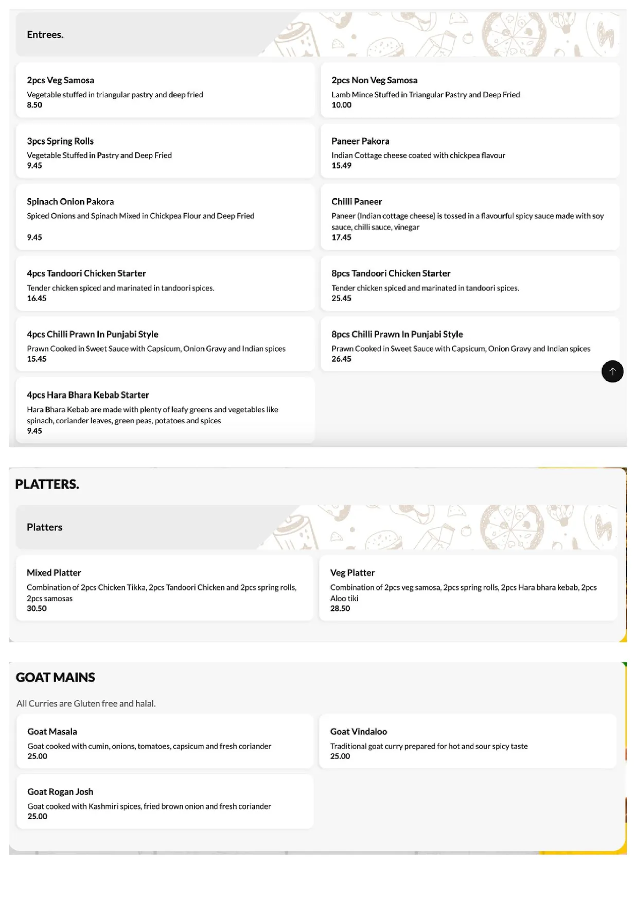 Shalimar Mooloolaba menu, page 1
