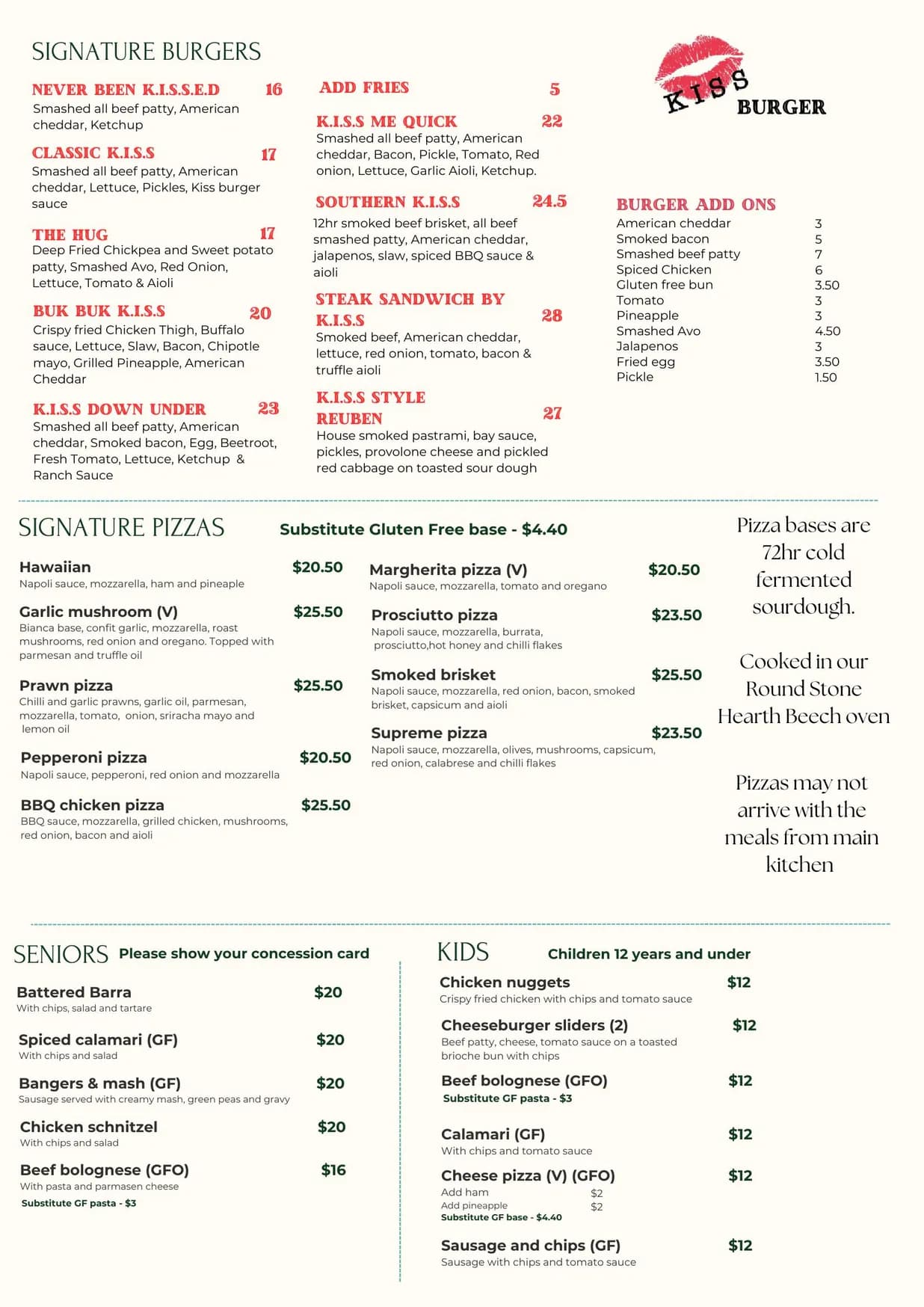Fig Restaurant and Beer Garden menu, page 2