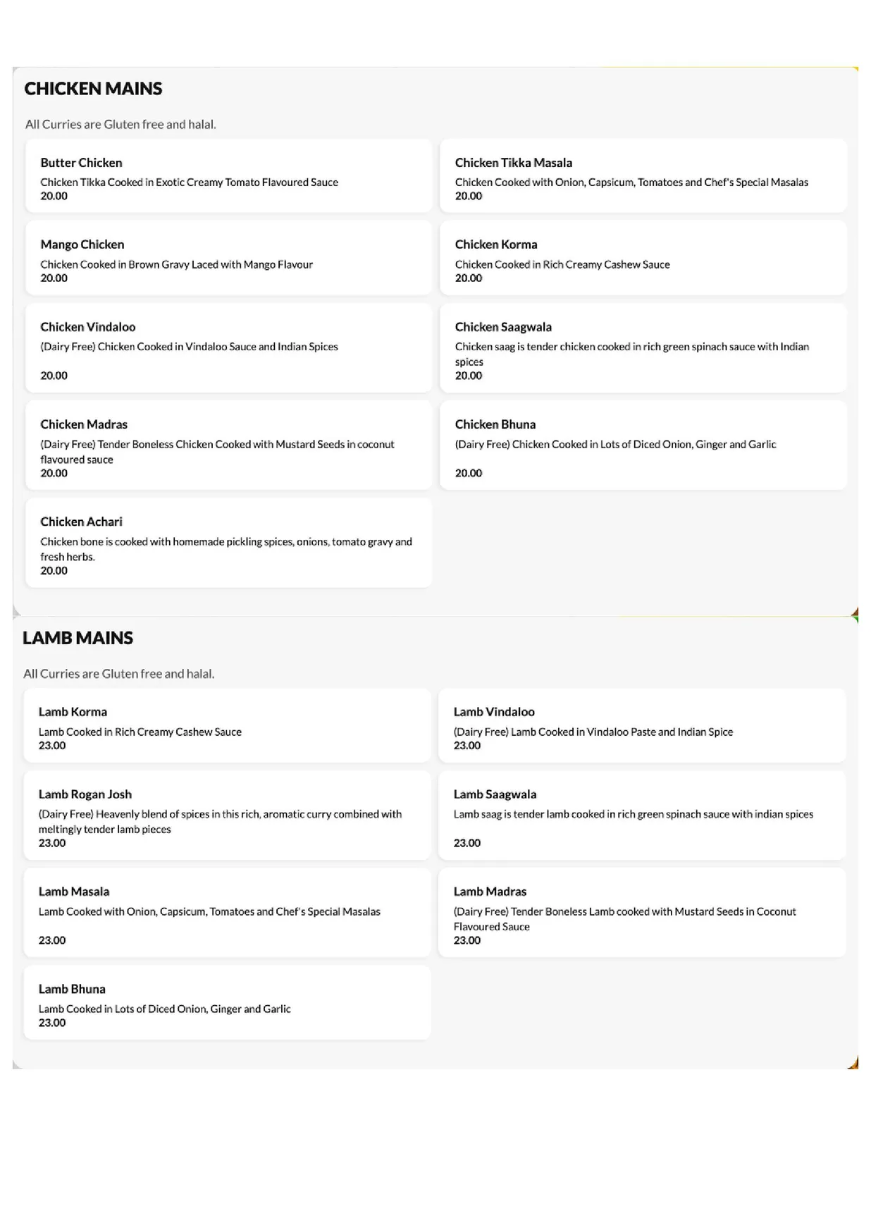 Shalimar Mooloolaba menu, page 2