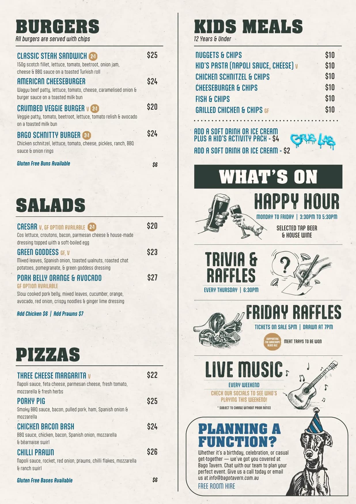 Bago Tavern menu, page 4