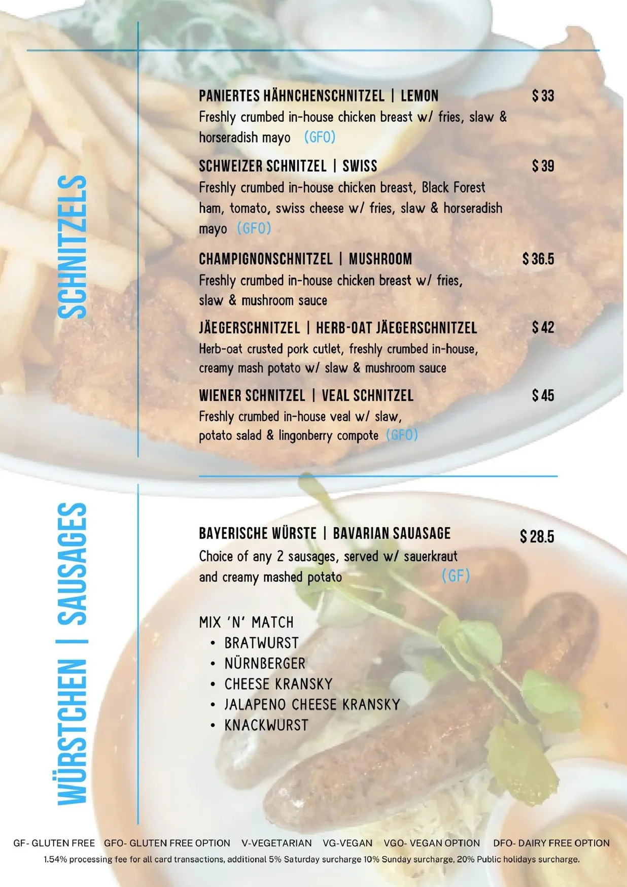 The Hof Downtown menu, page 2
