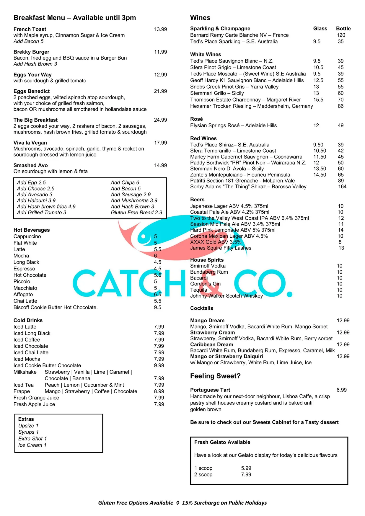 Catch & Co menu, page 2