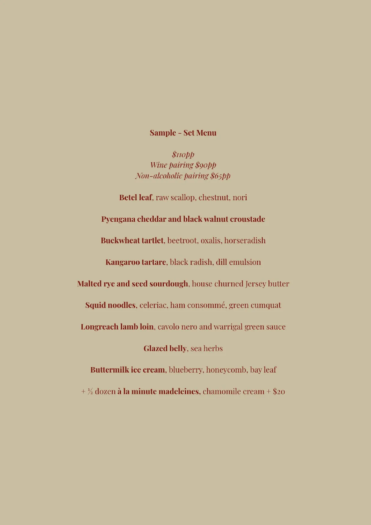 Restaurant Venner menu, page 1