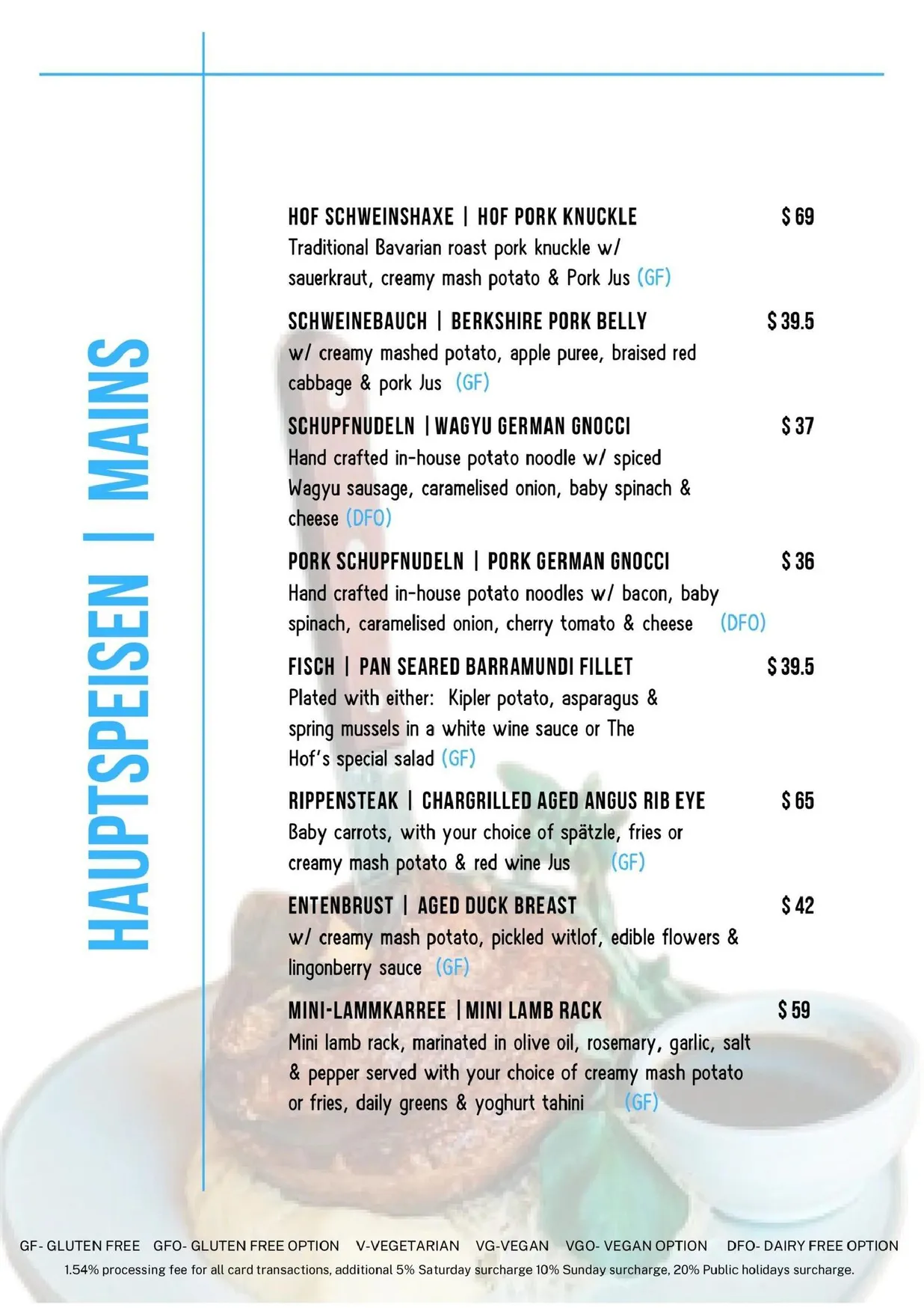 The Hof Downtown menu, page 5