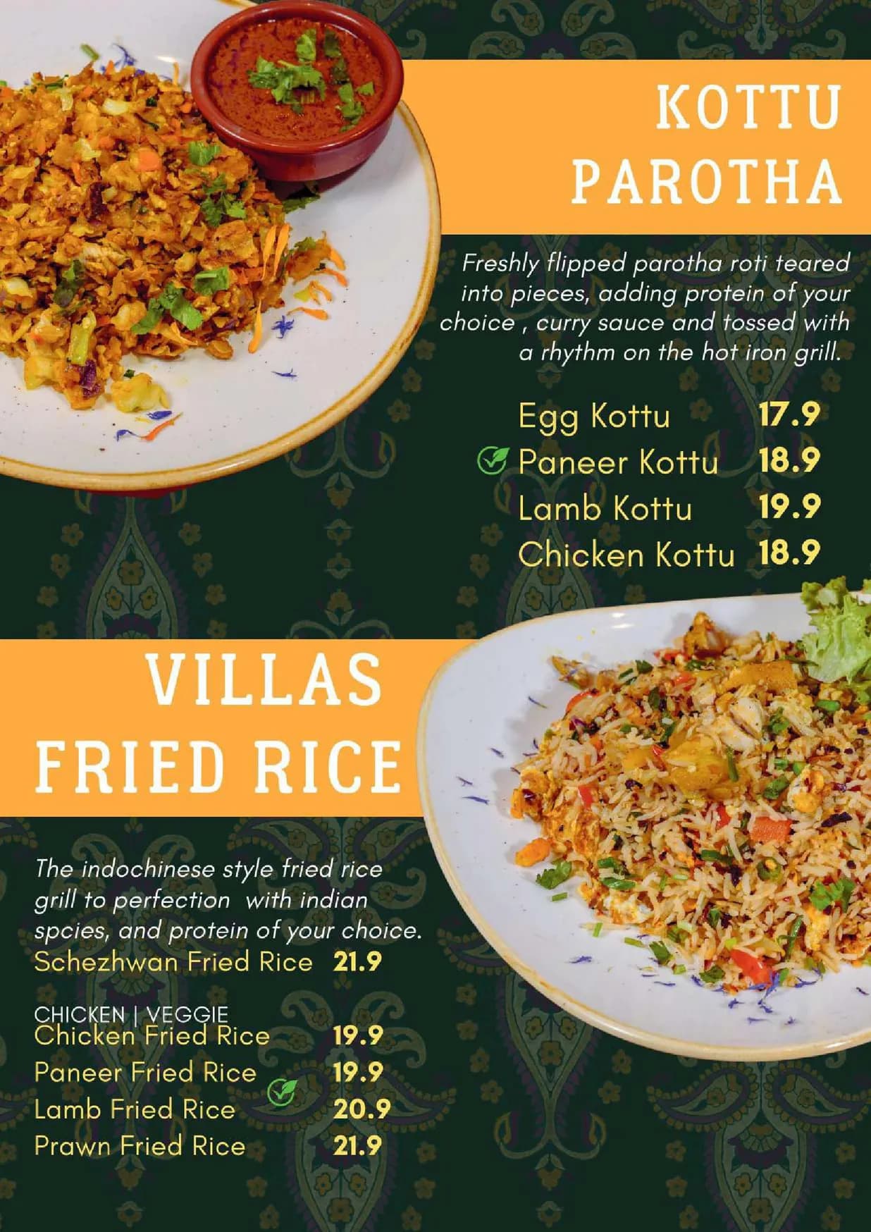 Villas Restaurant & Bar menu, page 13