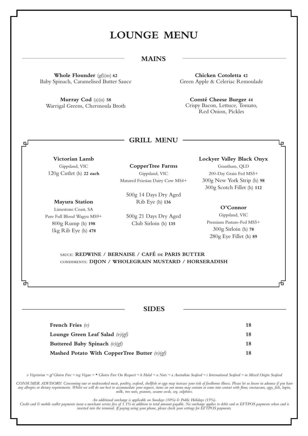 The Lounge & Garden menu, page 2