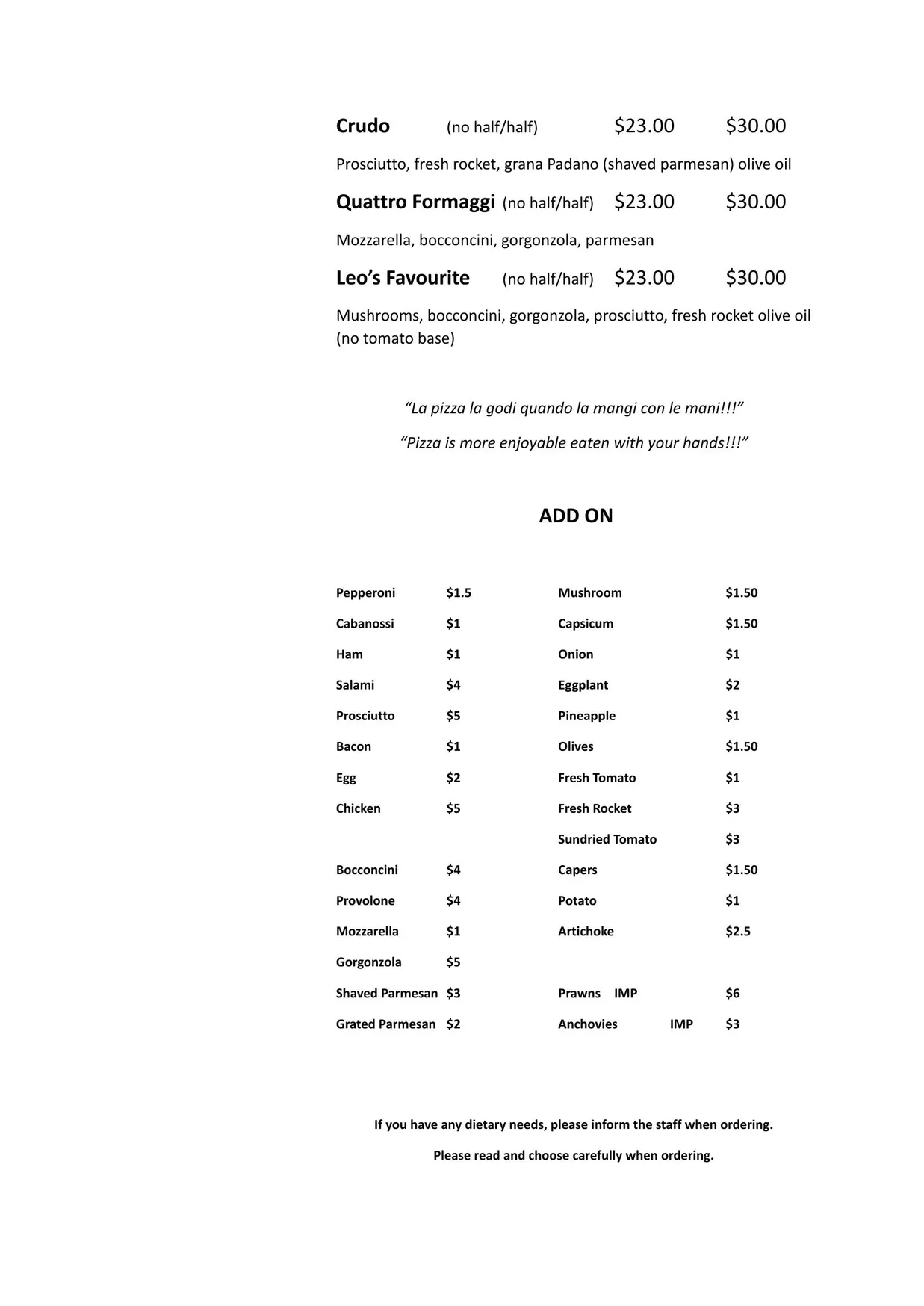 Gelbison menu, page 5
