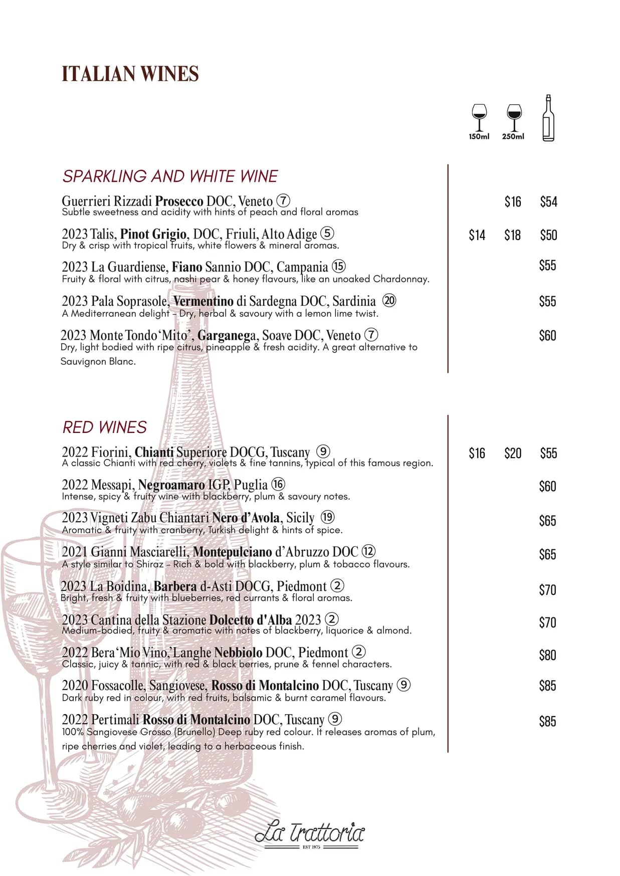 La Trattoria menu, page 10