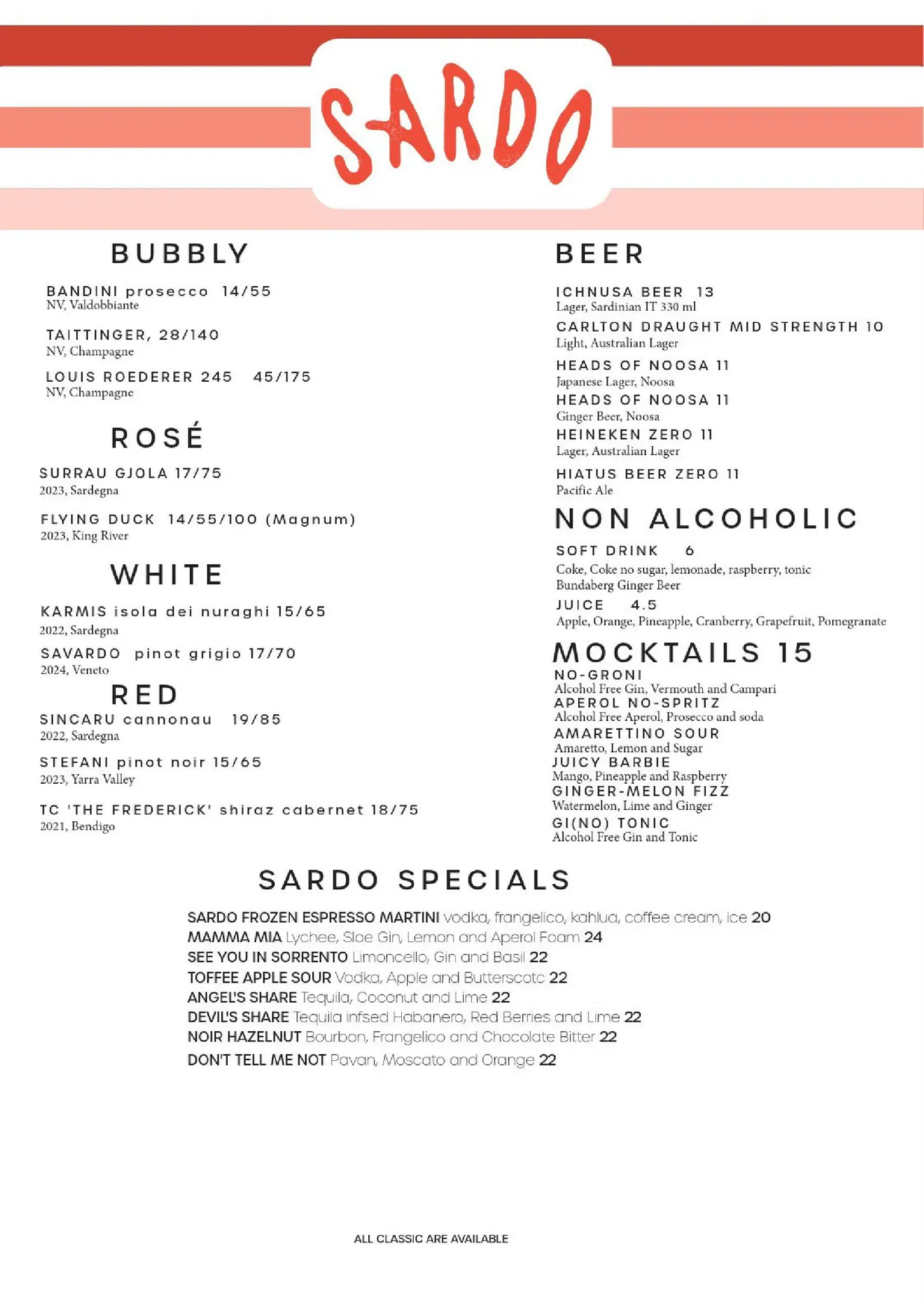 Sardo Noosa menu, page 2