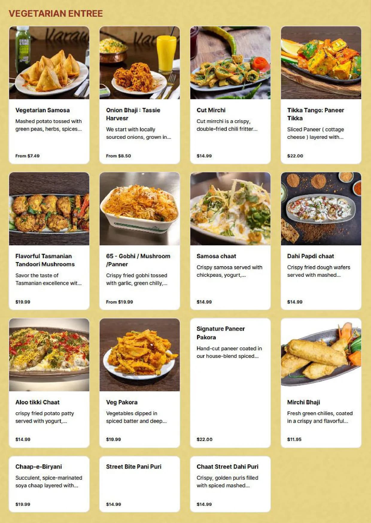 Ganges Indian by Nature menu, page 1