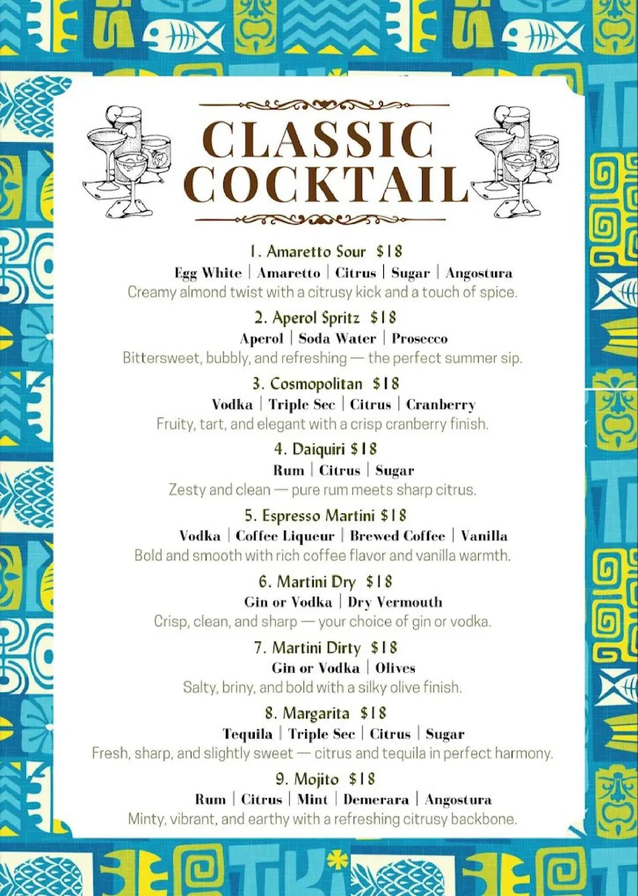 Tiki 33 Bar menu, page 3