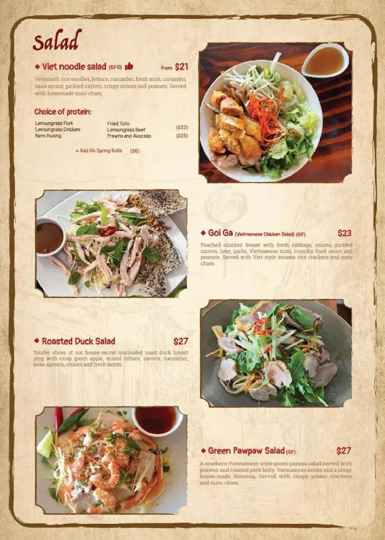 Phat Pho menu, page 1
