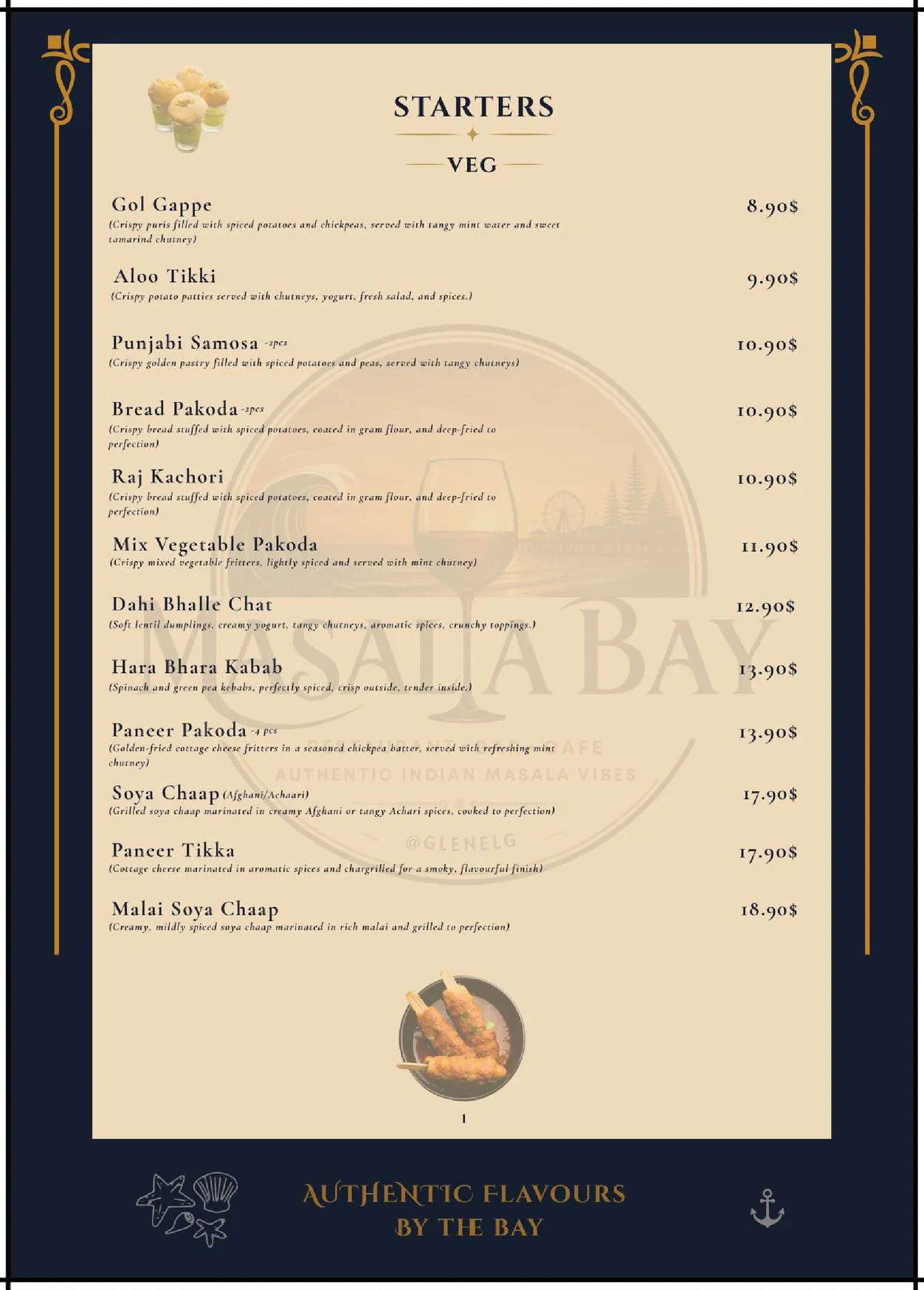 Masala Bay menu, page 3