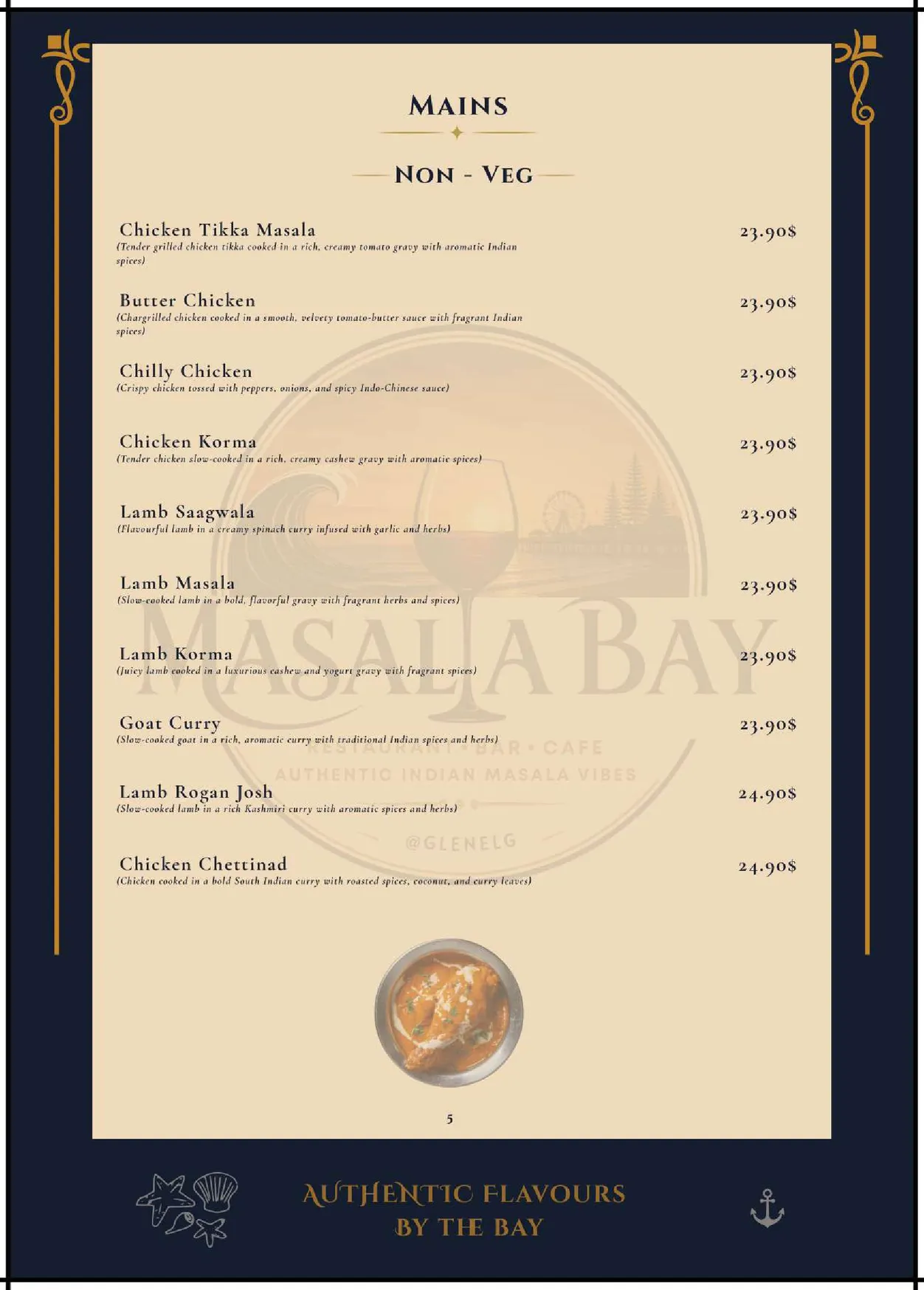 Masala Bay menu, page 7