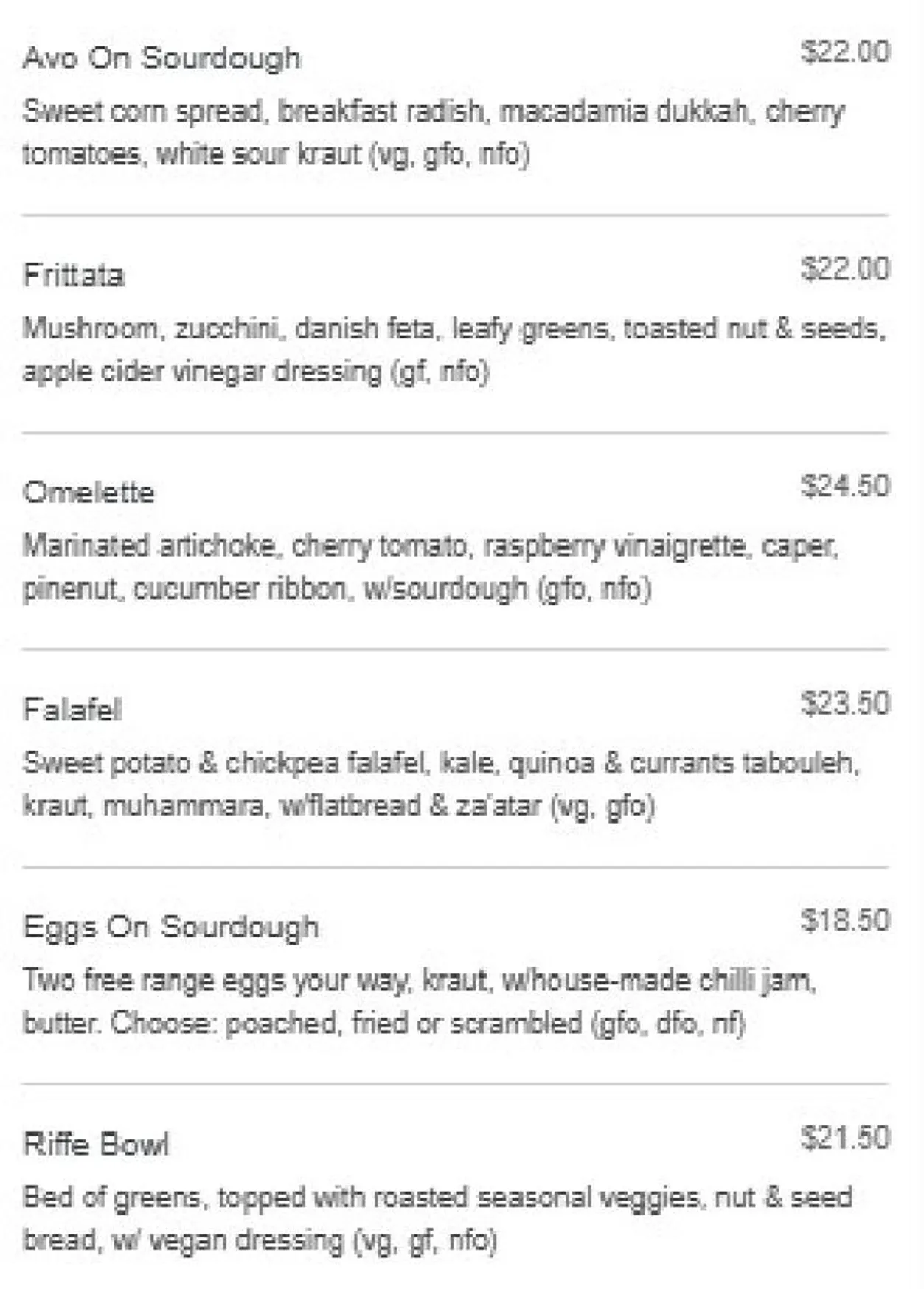 Riffe for Goodness menu, page 2
