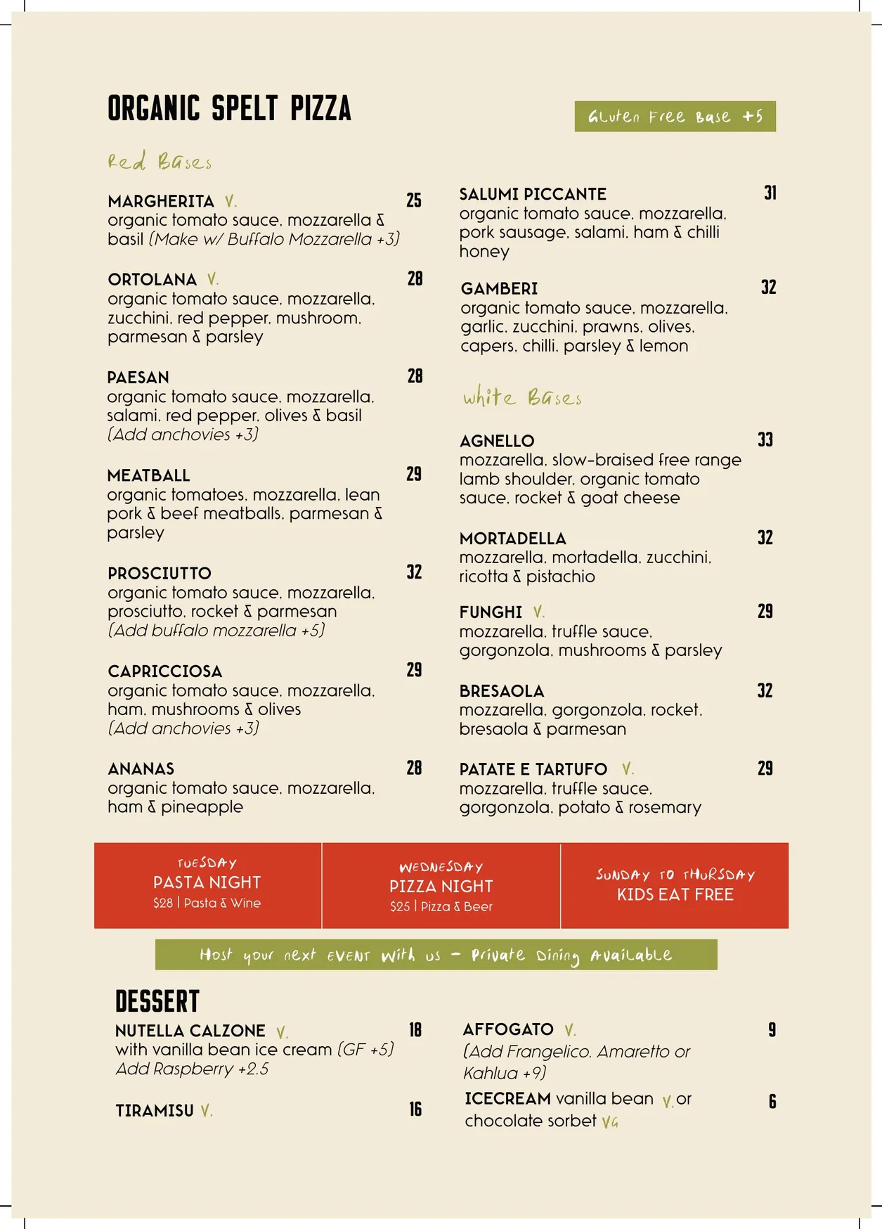 Farro menu, page 2