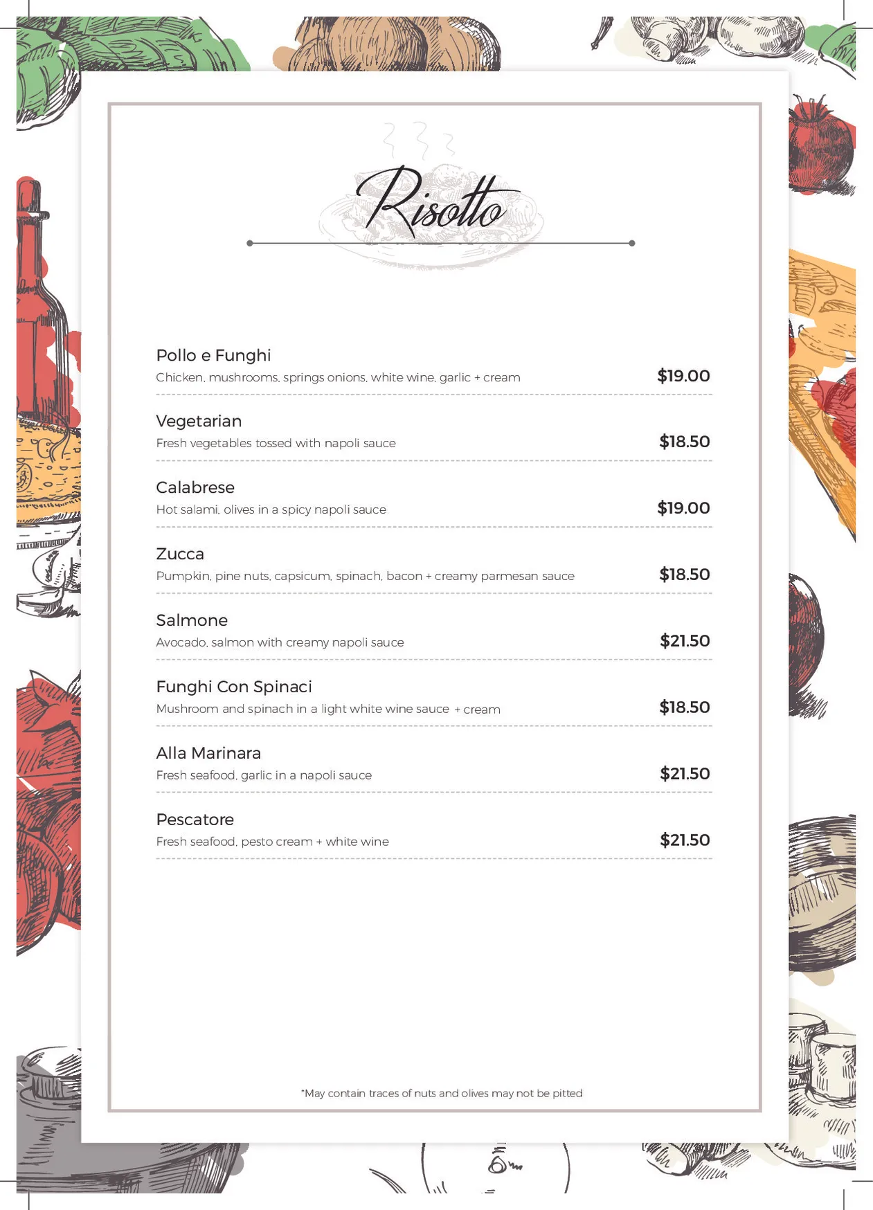 Monzarella menu, page 5