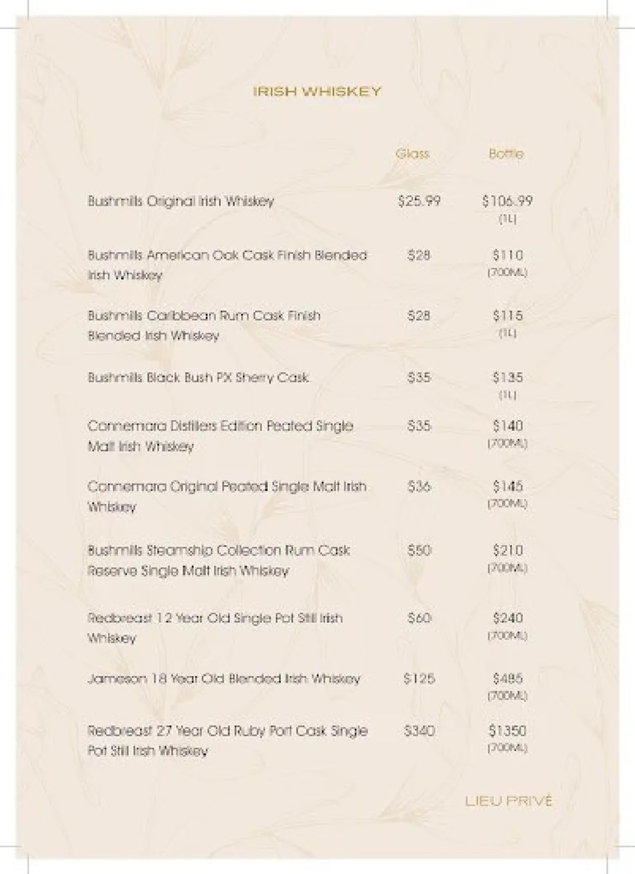 Lieu Privé Cocktail Bar menu, page 9