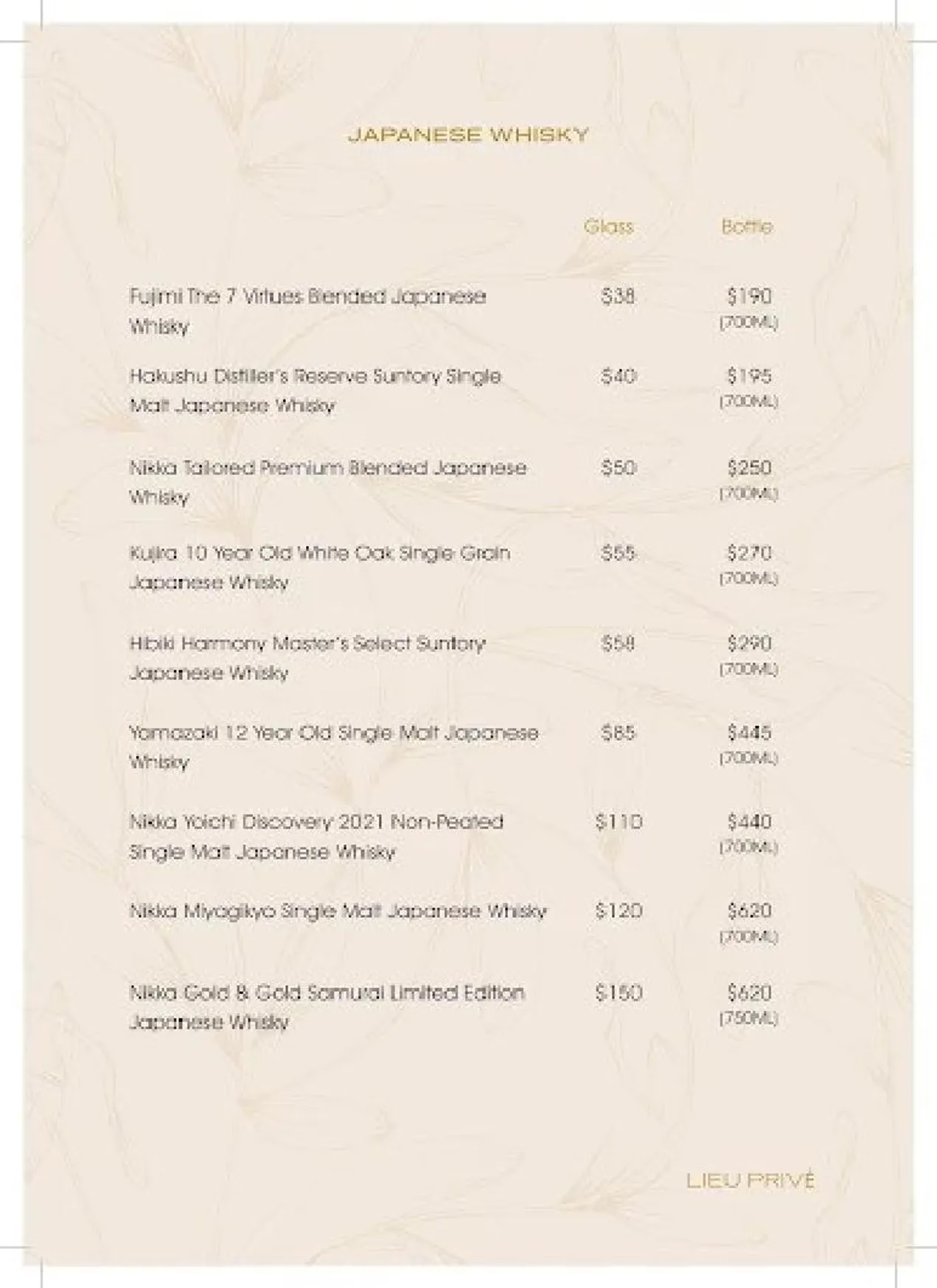 Lieu Privé Cocktail Bar menu, page 8