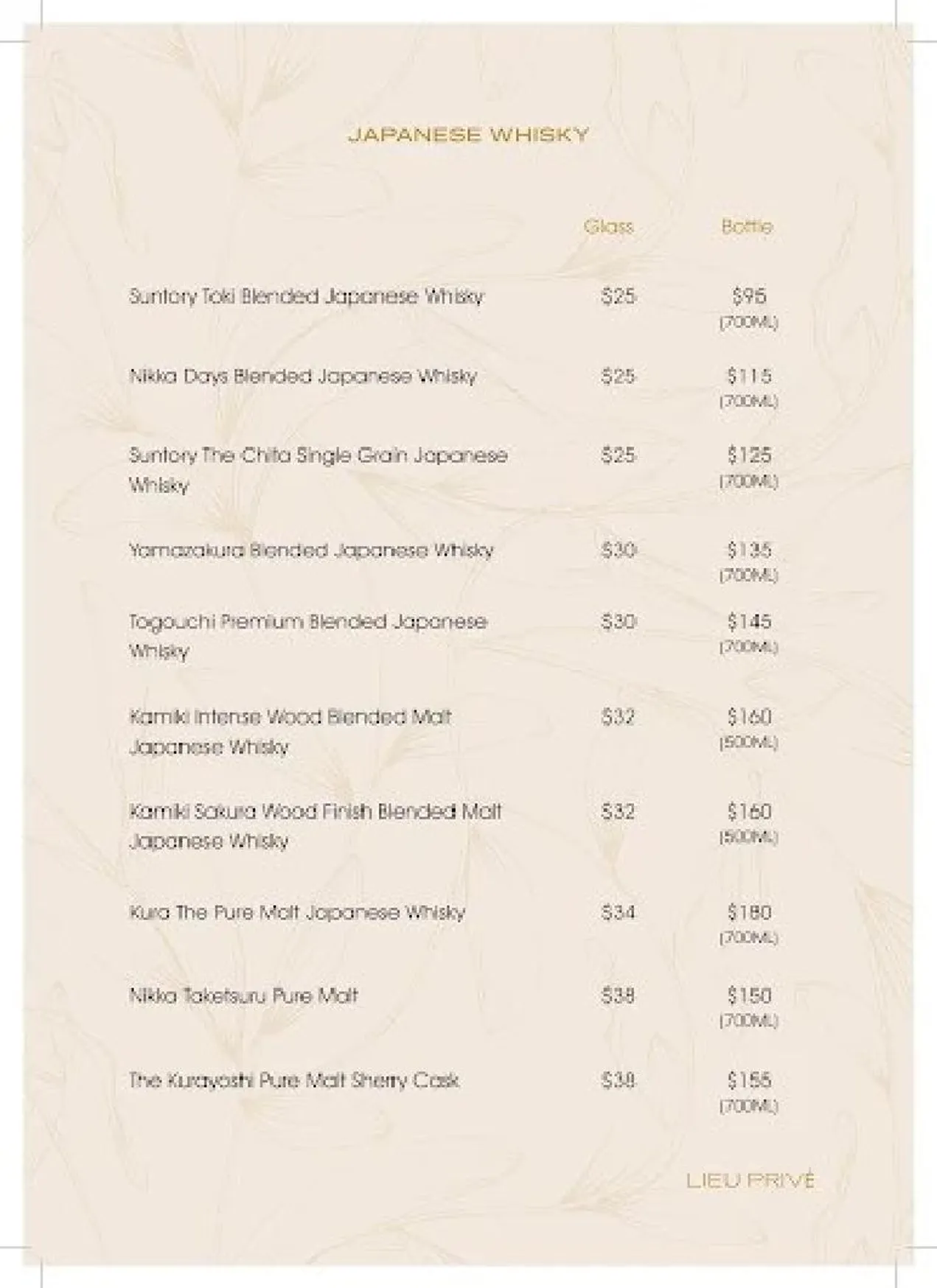 Lieu Privé Cocktail Bar menu, page 13