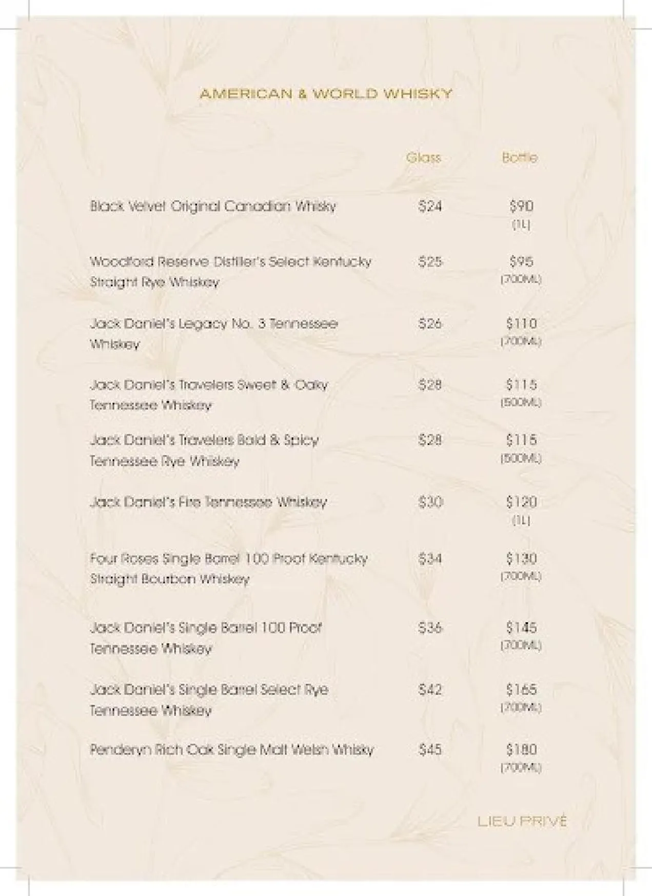 Lieu Privé Cocktail Bar menu, page 11