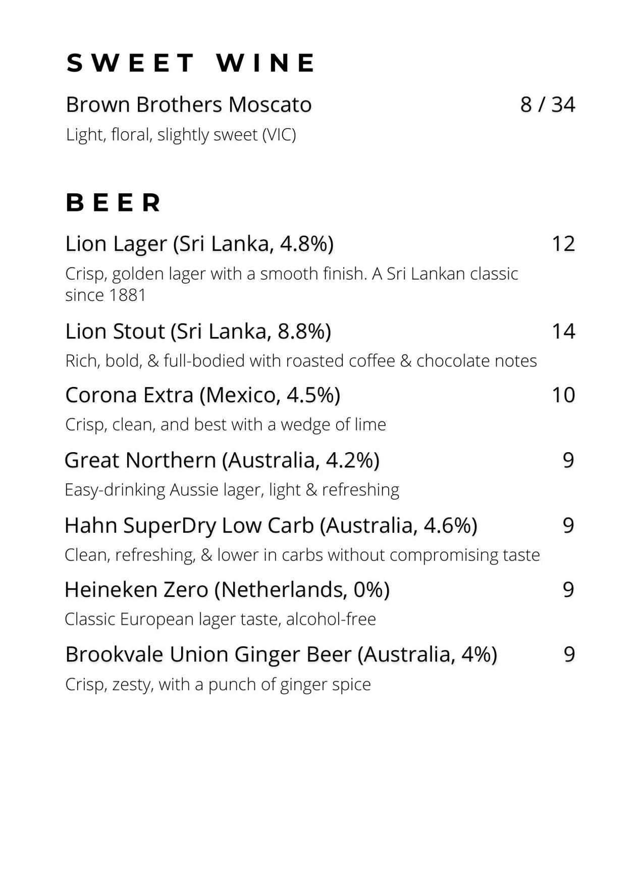 Cuvai menu, page 10
