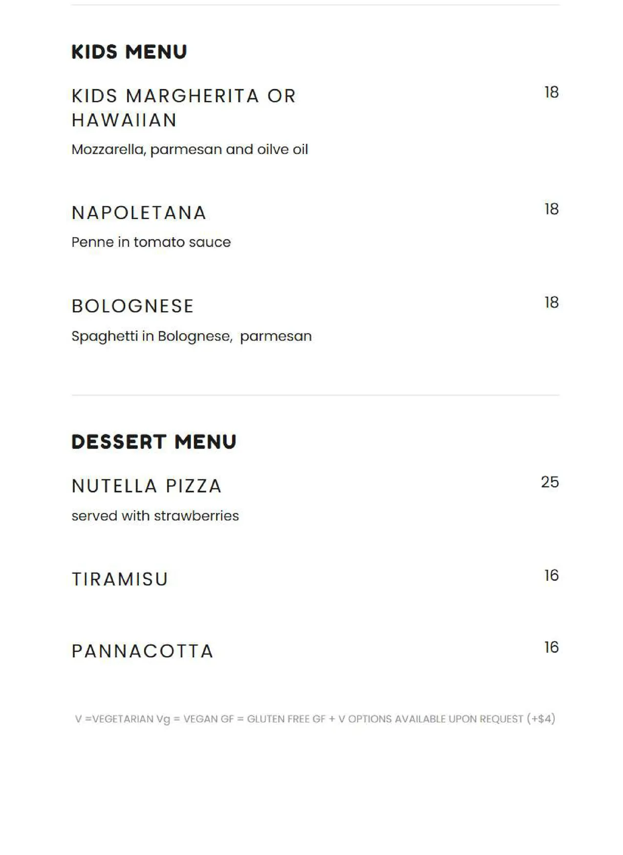 La Collina Italian menu, page 3