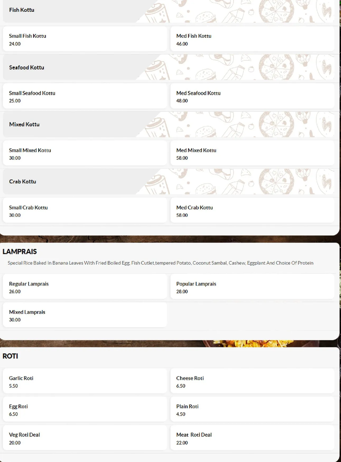 Pettah Road menu, page 6