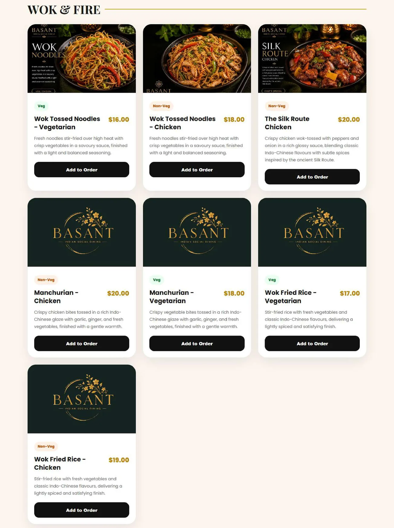 Basant Indian Social Dining menu, page 4