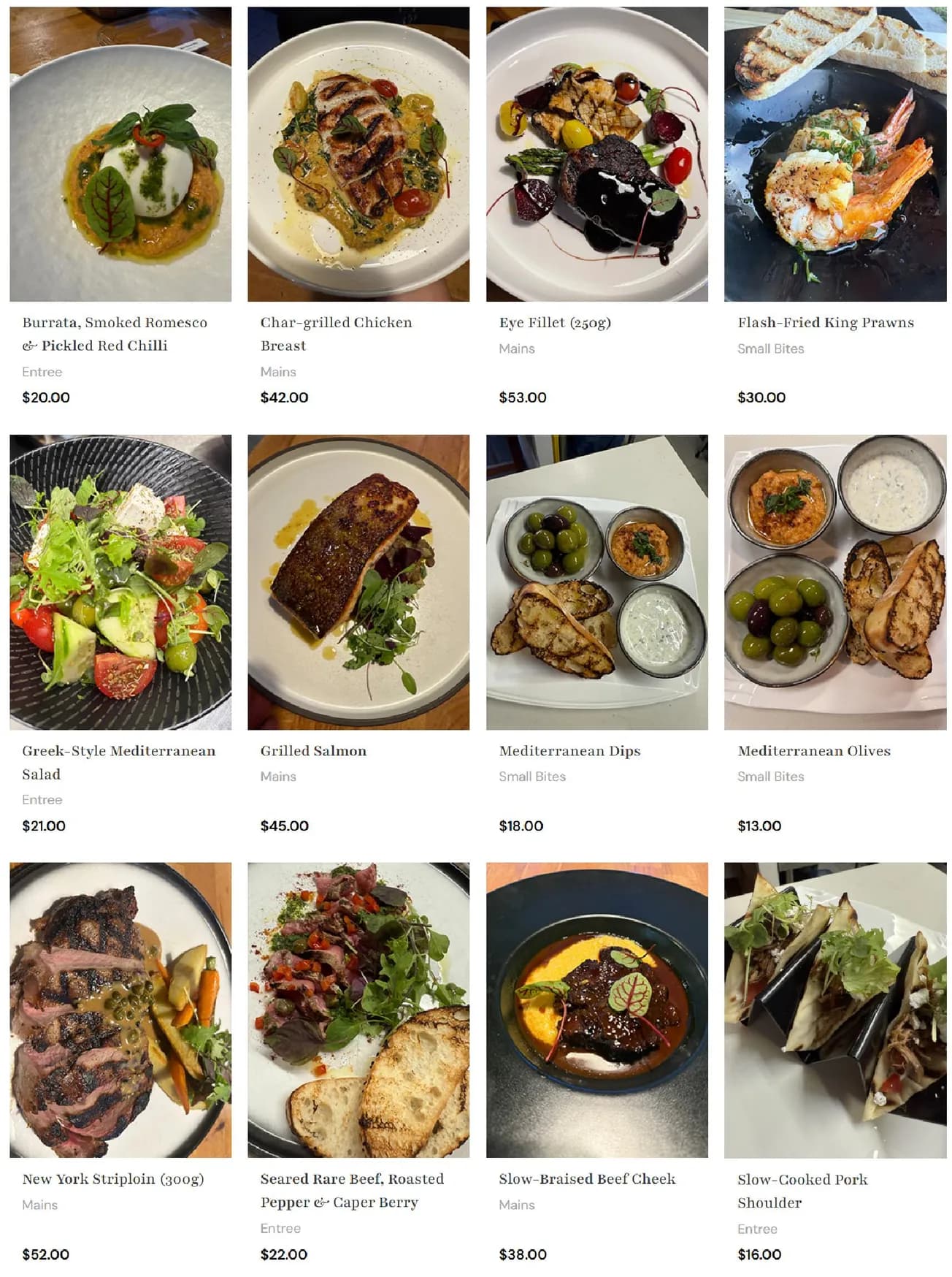 Euro Grill menu, page 1