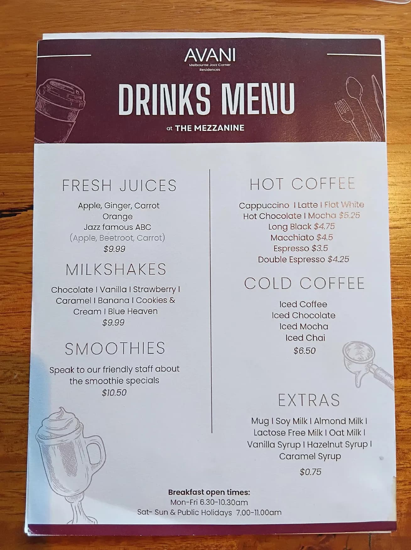 Mezzanine Restaurant & Bar menu, page 2