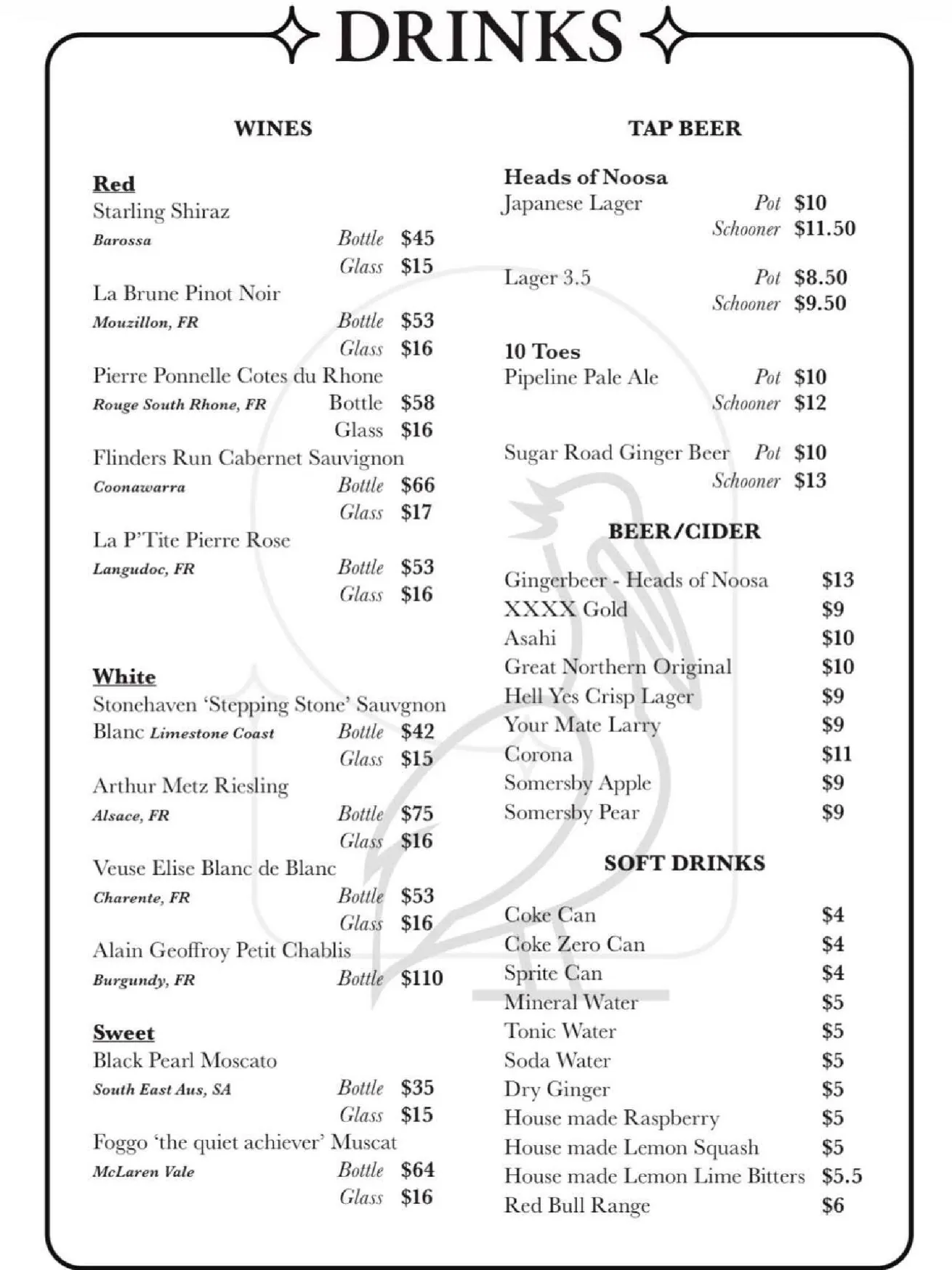 Pickled Pelican menu, page 4
