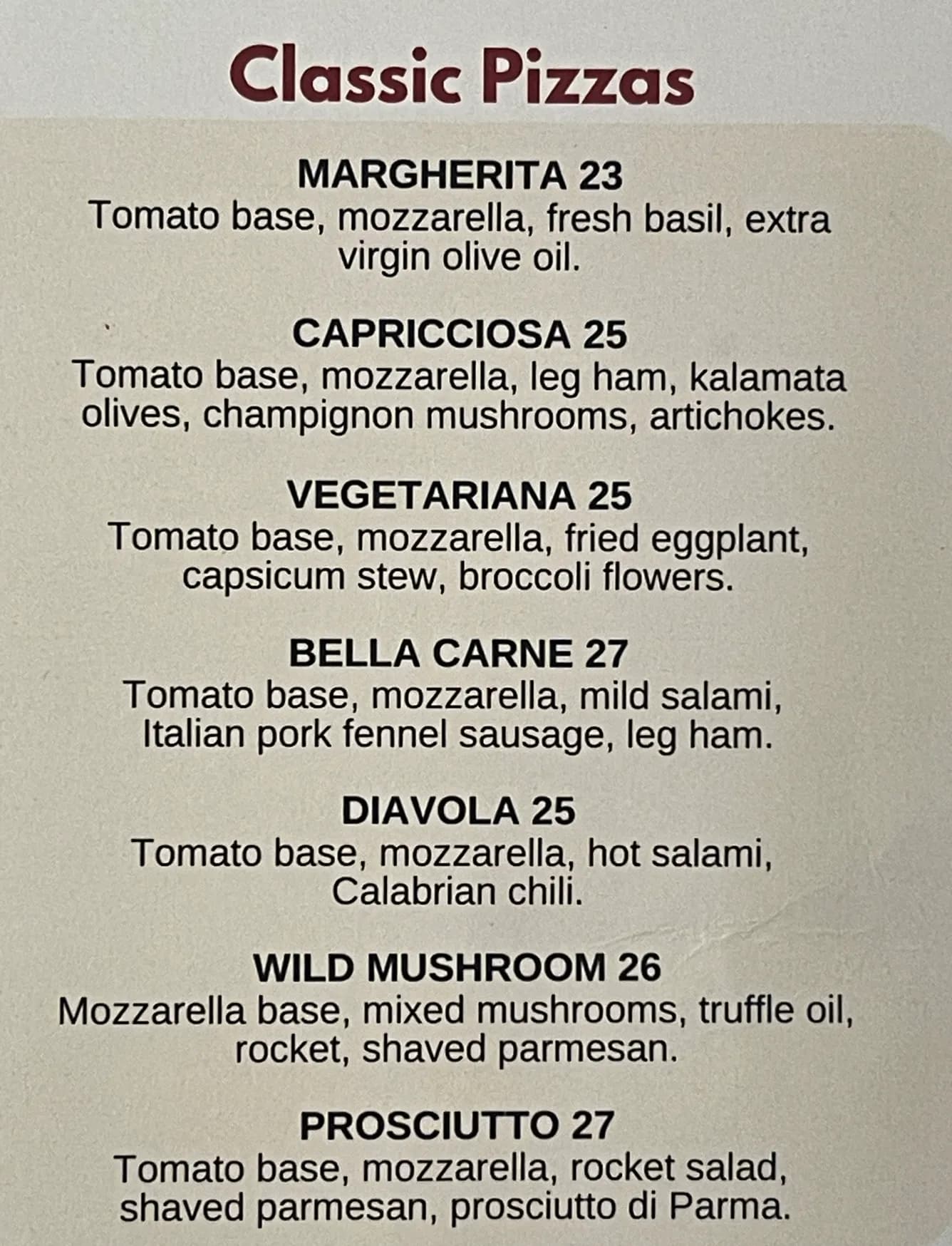 Crispy Italian Bar menu, page 1