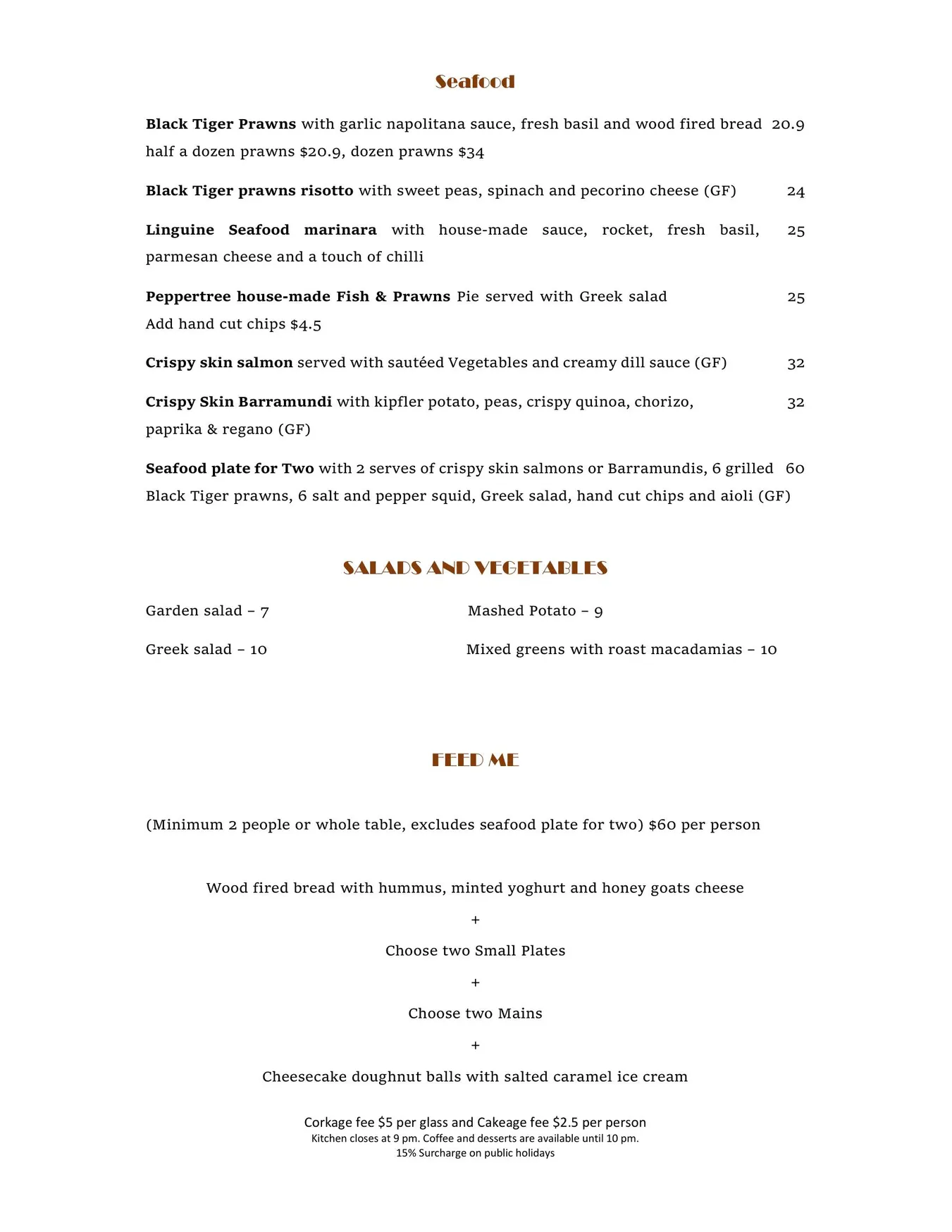 The Peppertree Licensed Restaurant menu, page 3