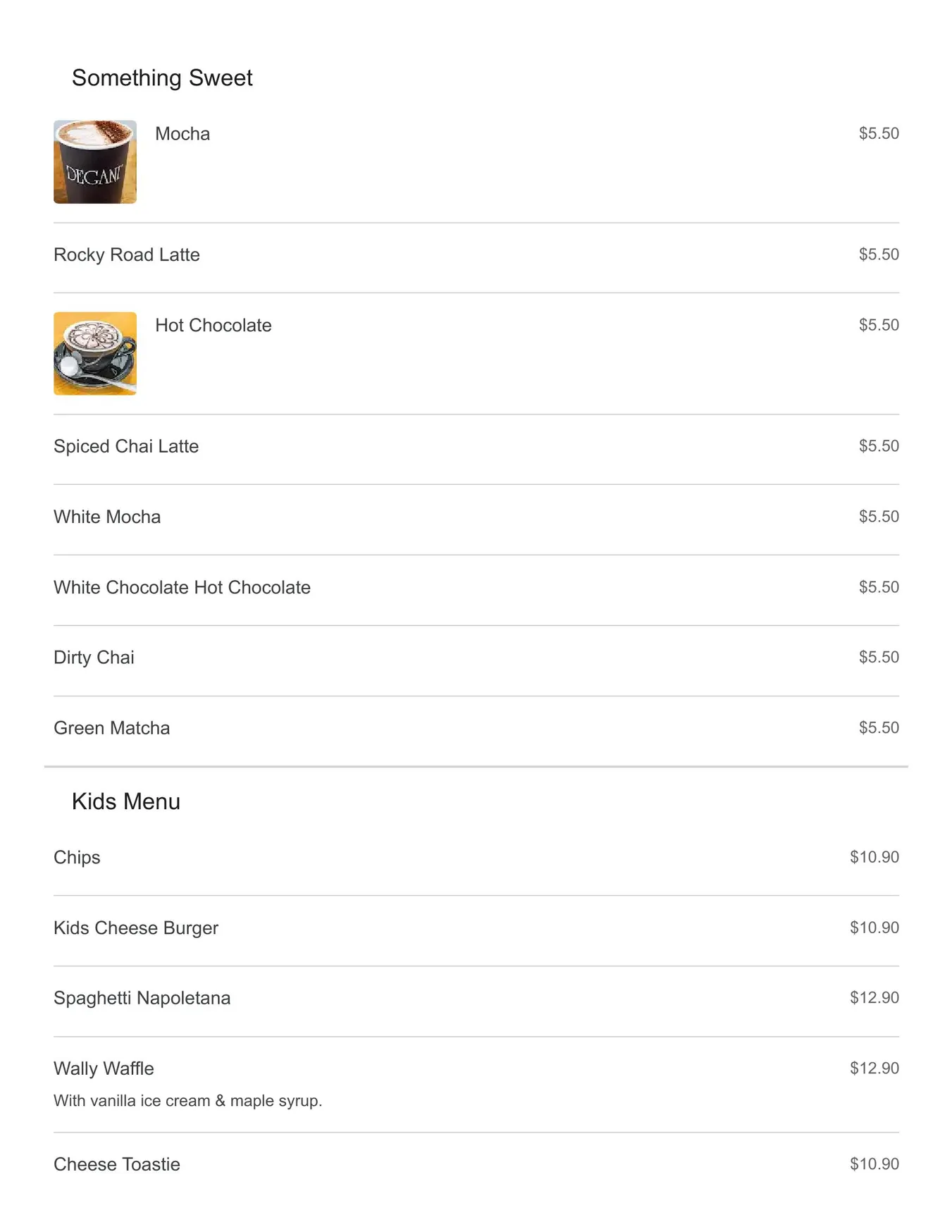 Degani Woodgrove menu, page 5