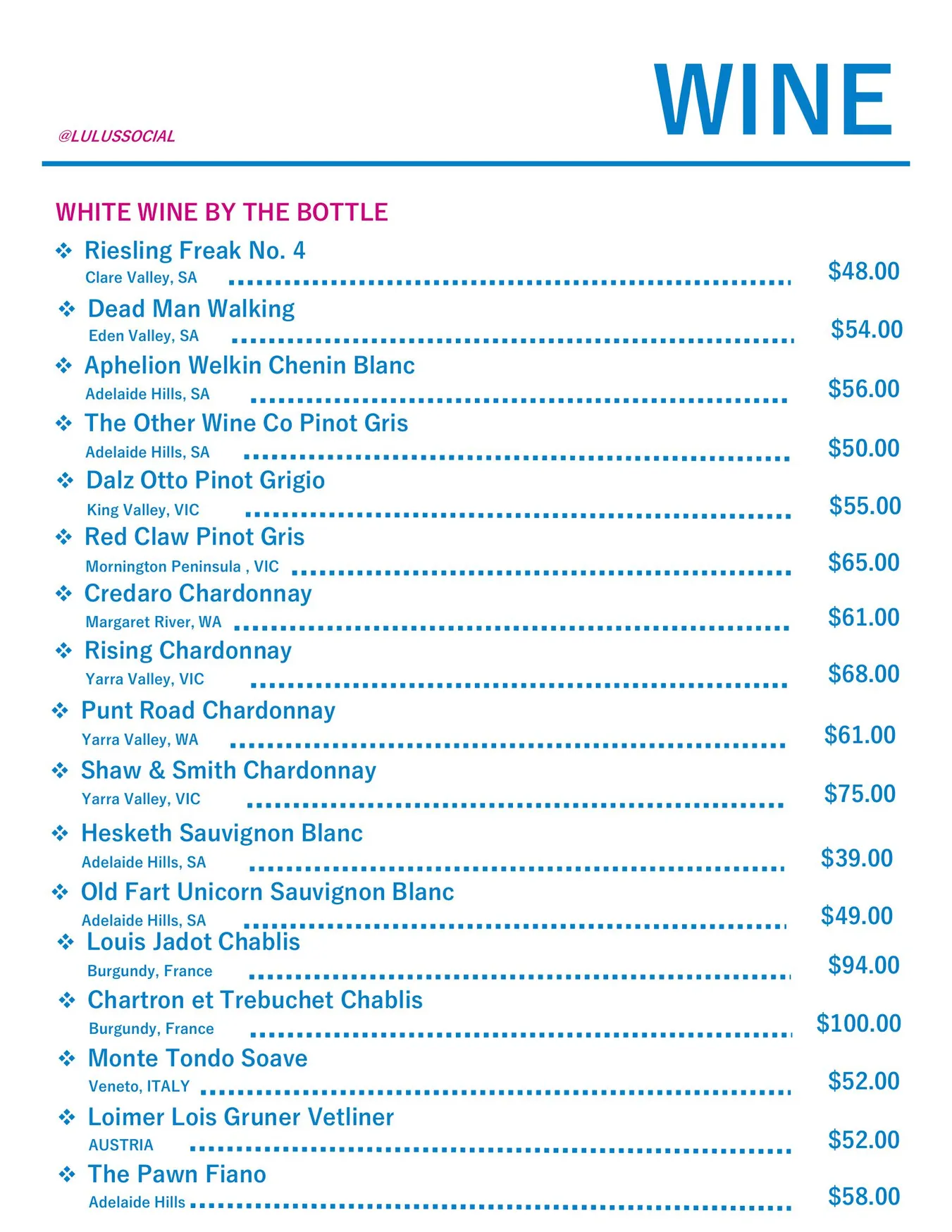 Lulu's Social menu, page 5