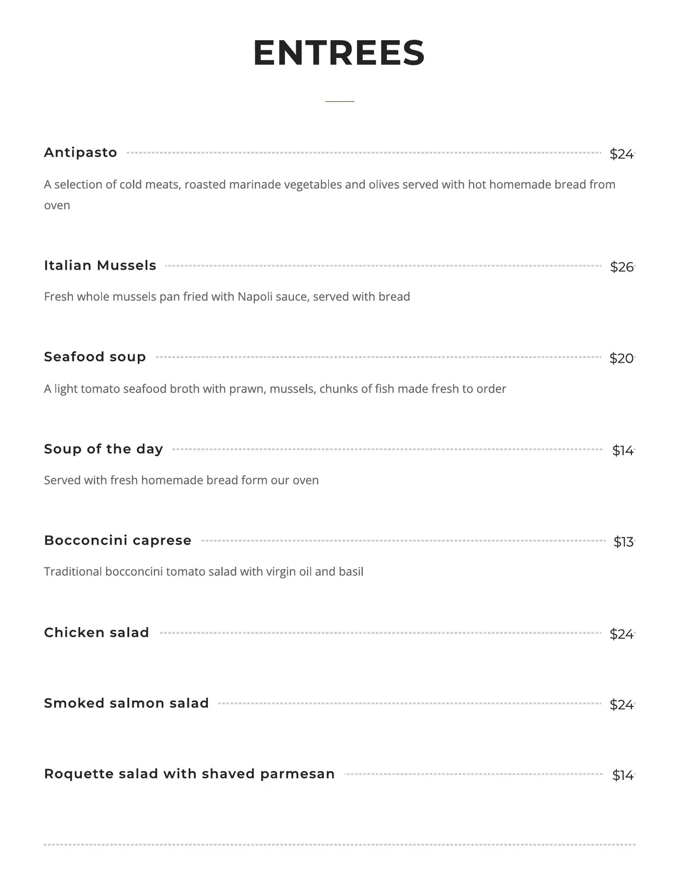 Tono On Borsari menu, page 3