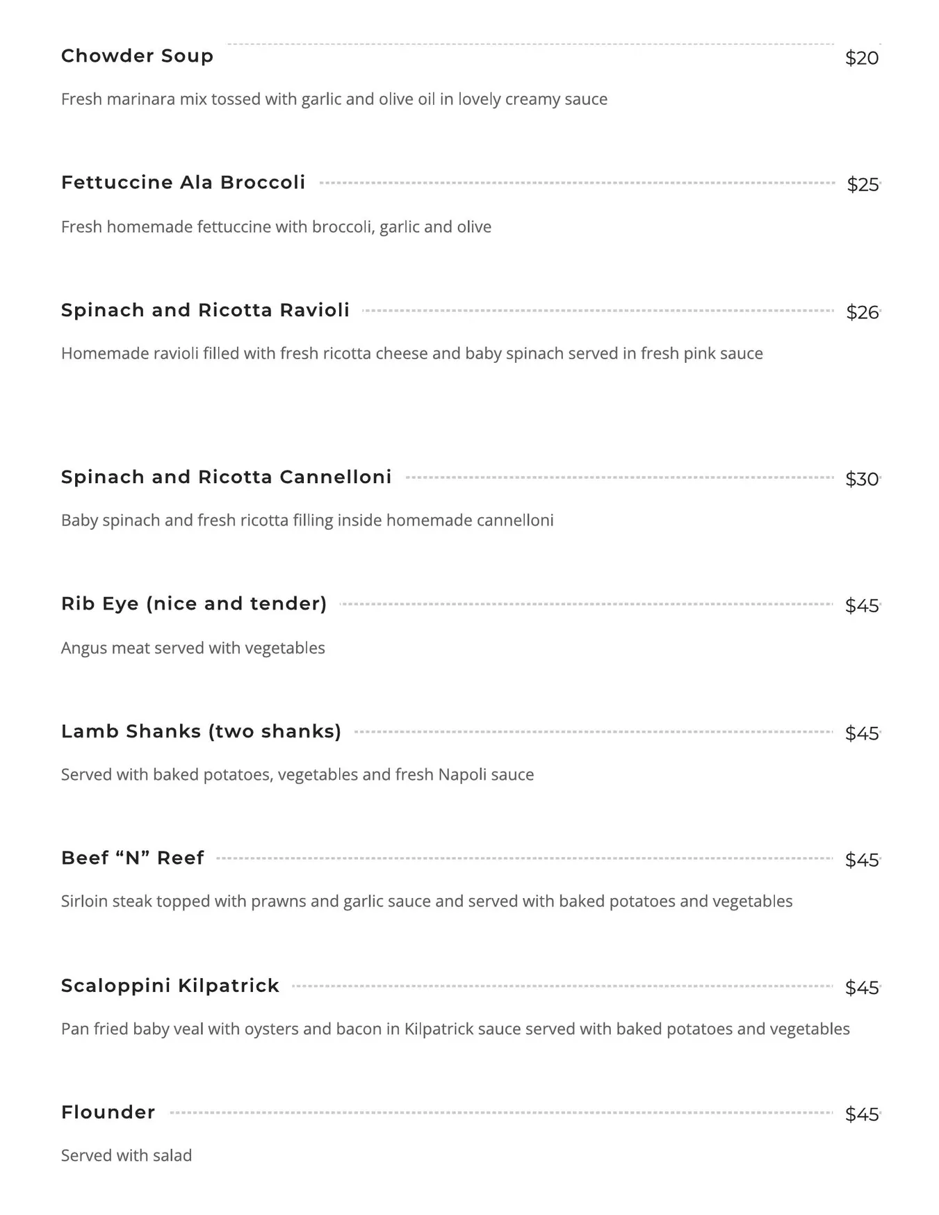 Tono On Borsari menu, page 12