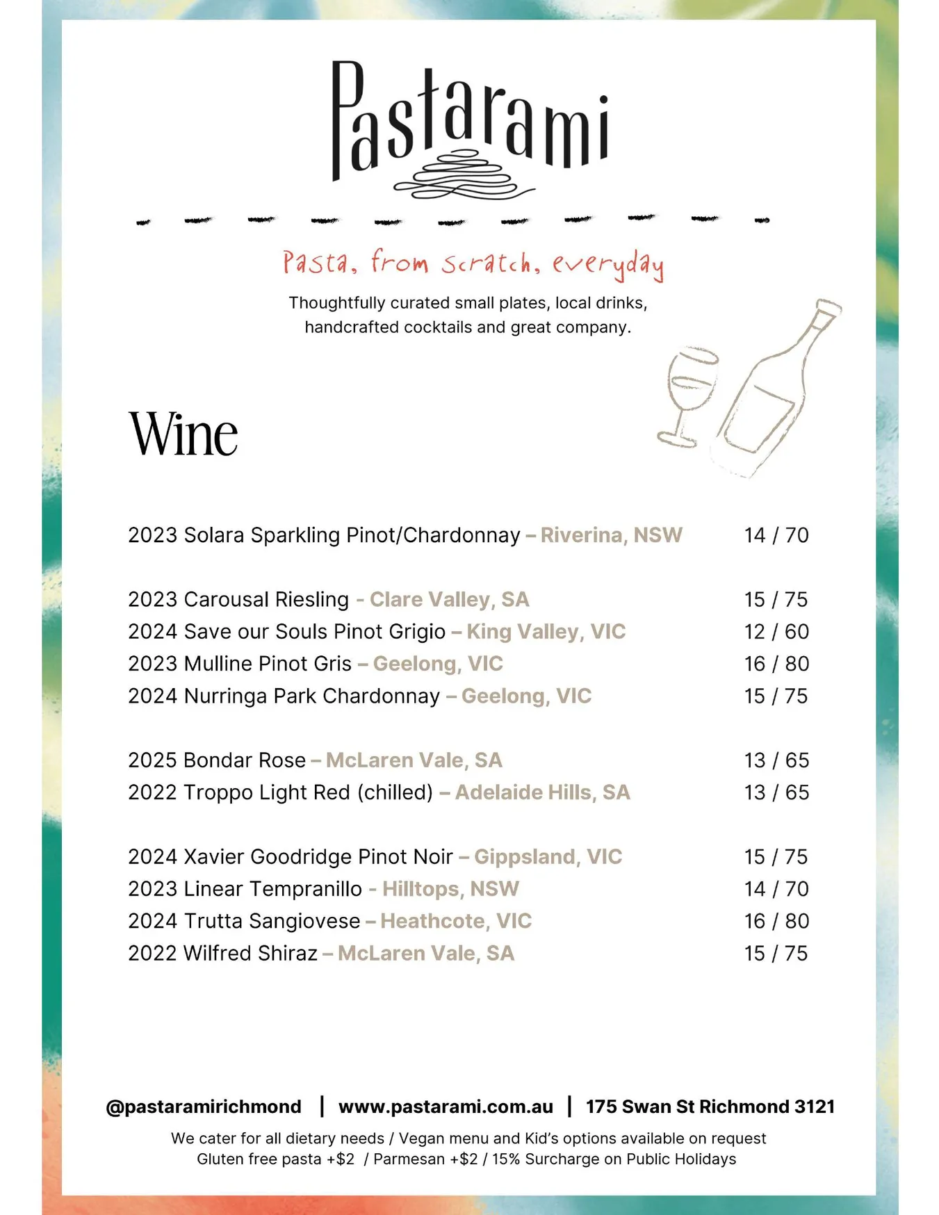 Pastarami menu, page 3
