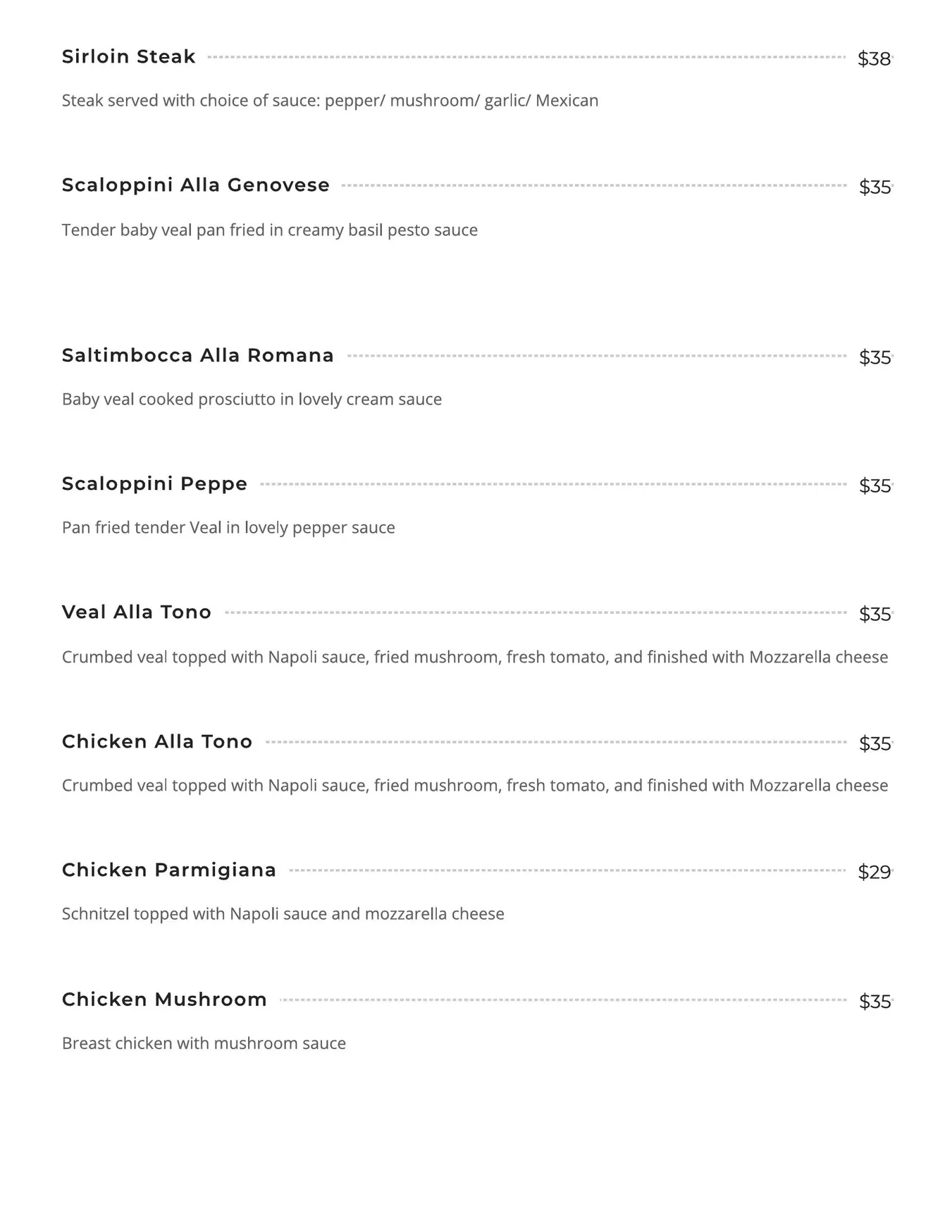 Tono On Borsari menu, page 10