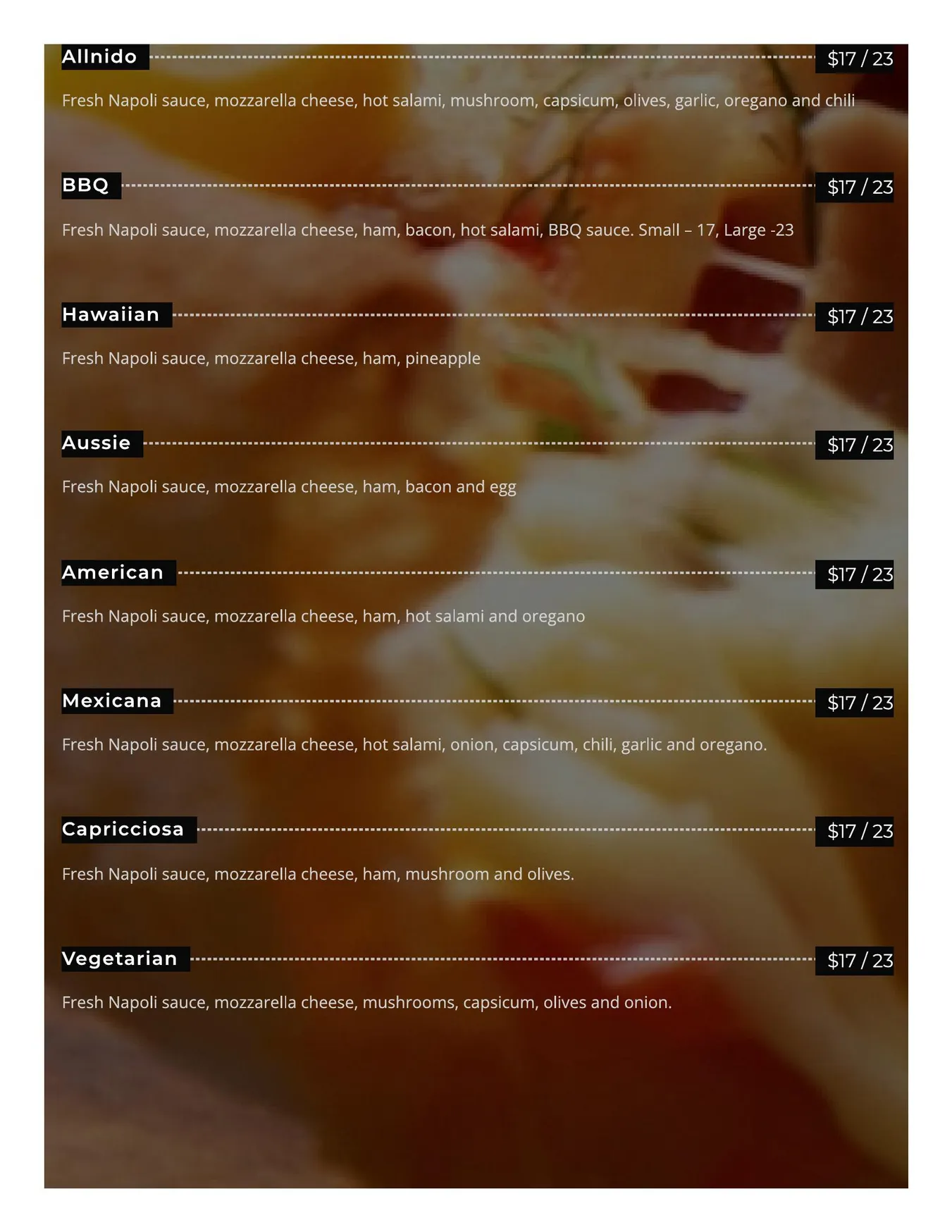 Tono On Borsari menu, page 8