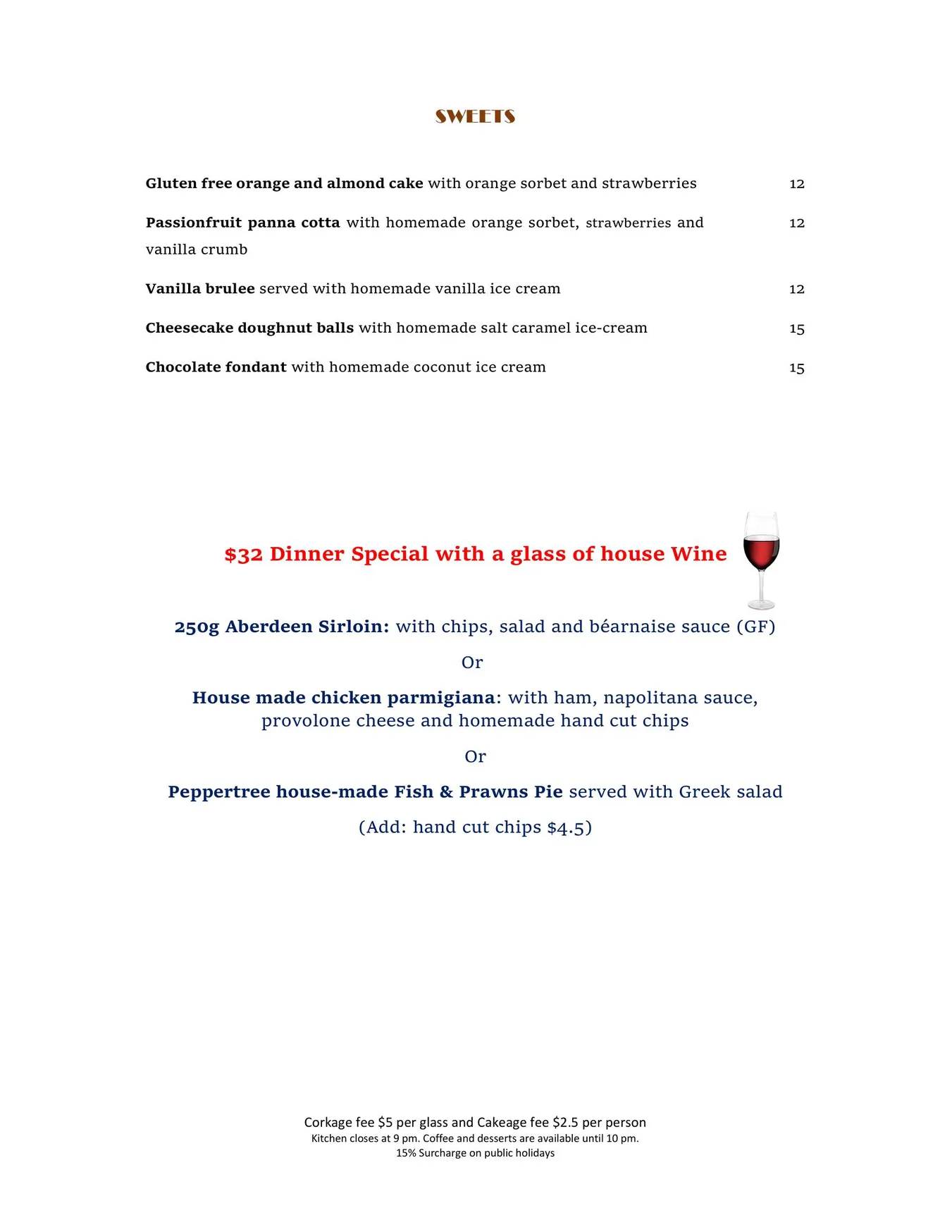 The Peppertree Licensed Restaurant menu, page 4