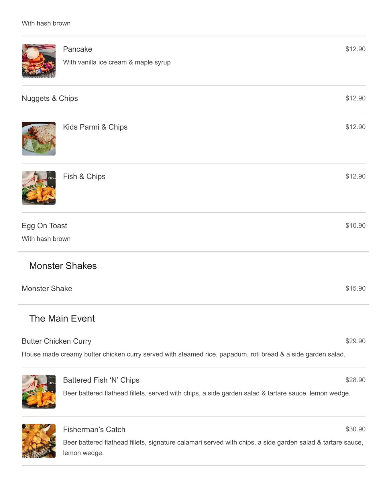 Degani Woodgrove menu, page 6