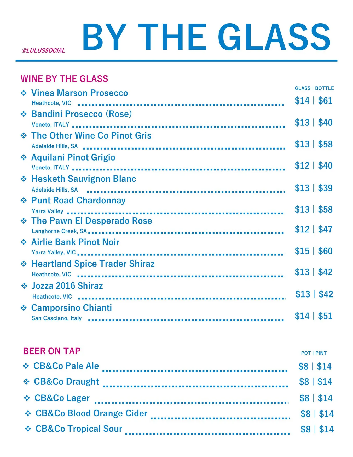 Lulu's Social menu, page 3