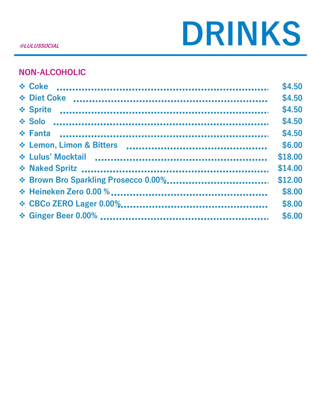 Lulu's Social menu, page 7