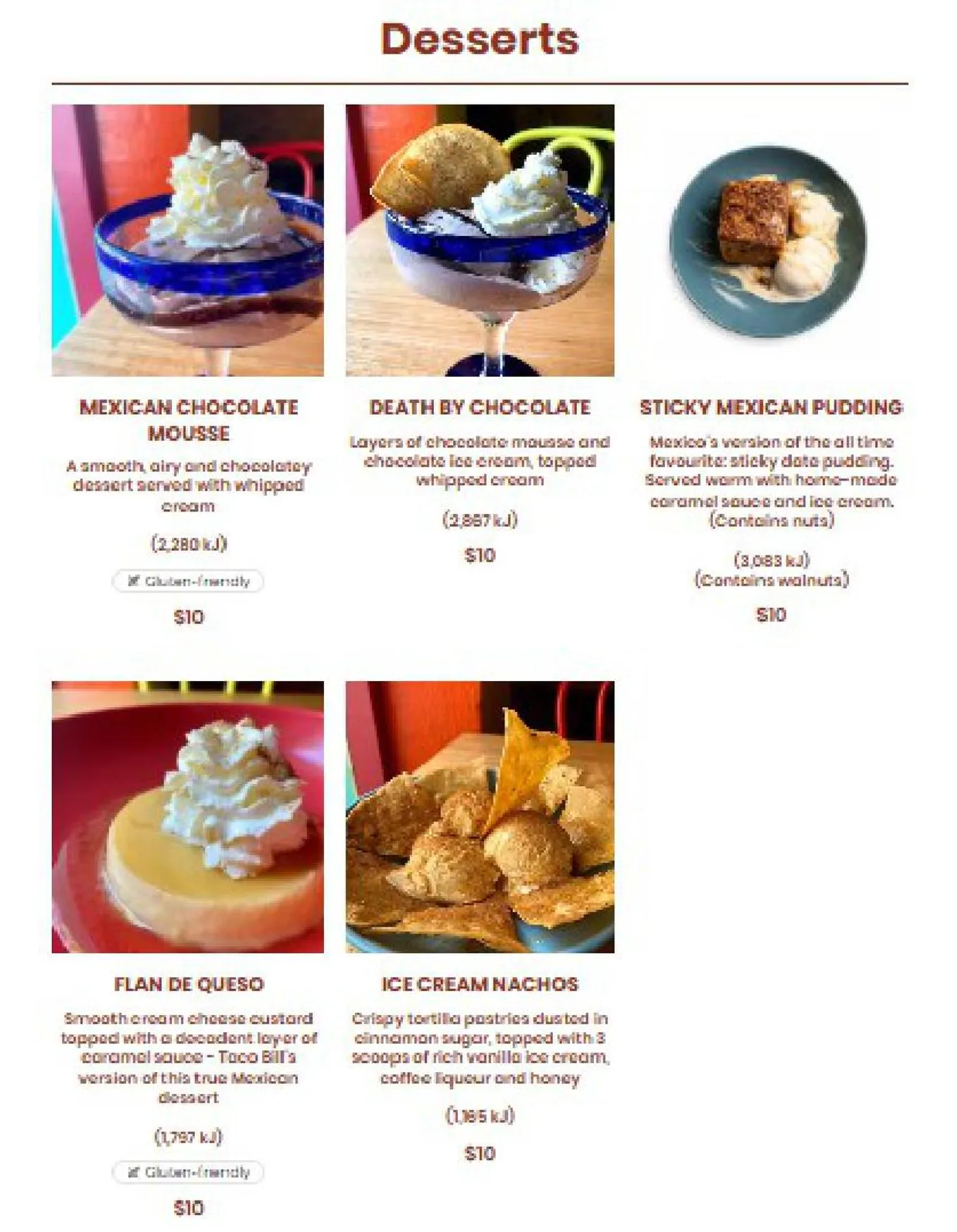Taco Bill - Essendon menu, page 4